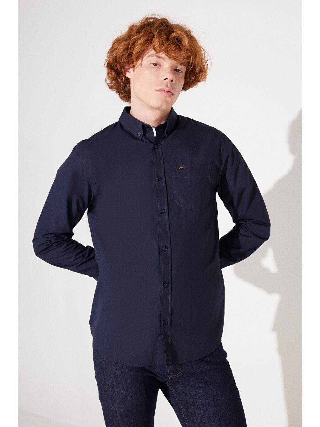 Lacivert Regular Fit Normal Kesim %100 Pamuk Uzun Kollu Gömlek-1