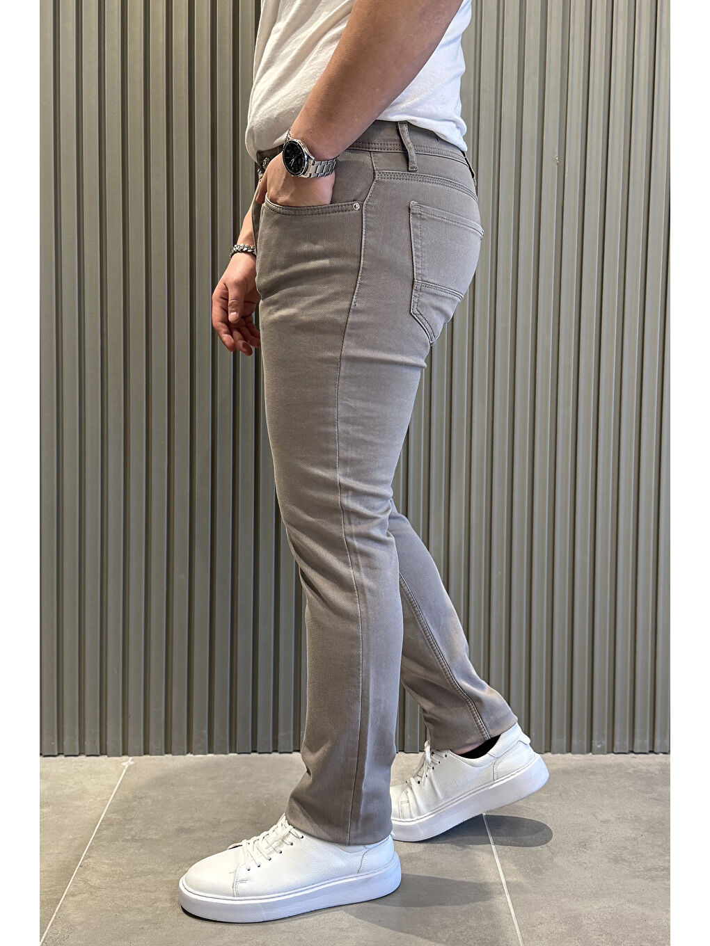 Bej Erkek Jean Jean Pantolon-1