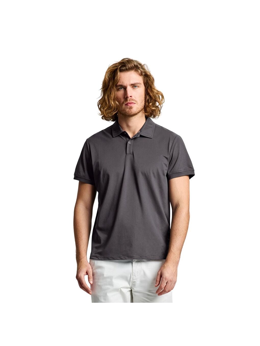 Antrasit Tech Pique Polo Ss Erkek Gri Tişört
