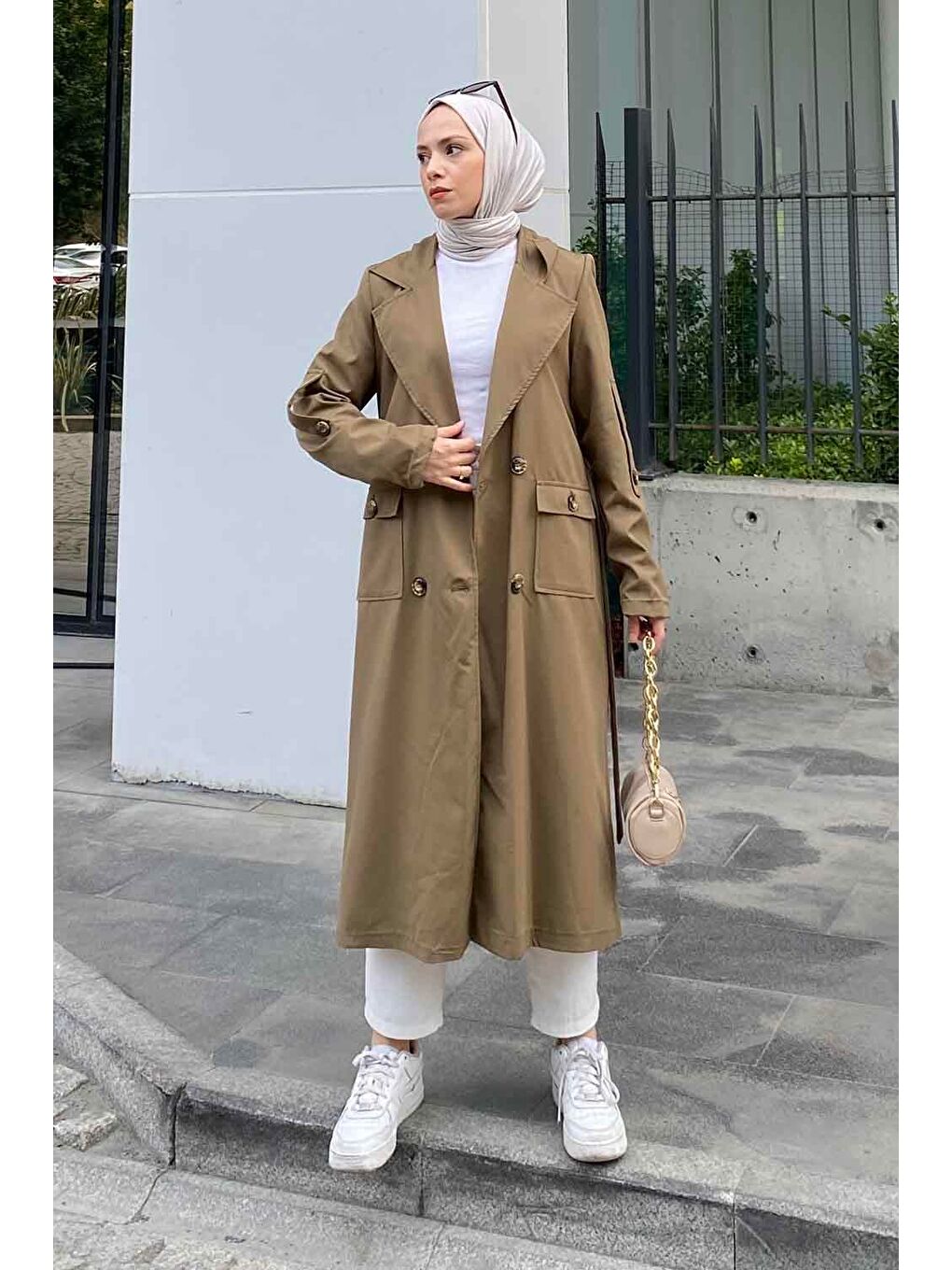 Pelican Ön Düğmeli Trençkot Haki-1