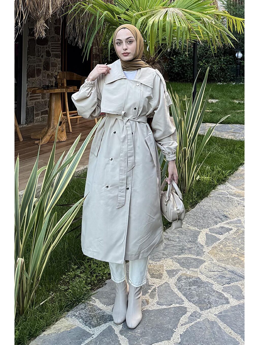 Bej Maya Trençkot Taş