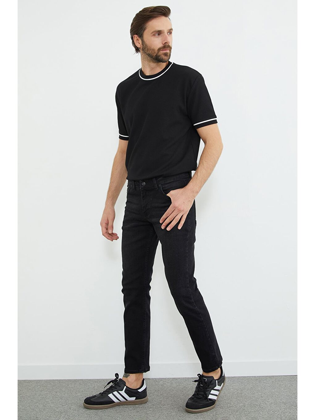 Antrasit Fermuarlı Slim Fit Jean-2