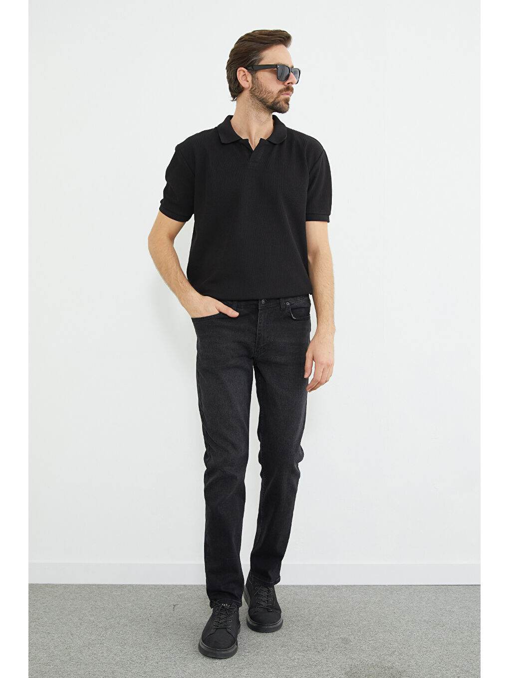 Antrasit Fermuarlı Slim Fit Jean-4