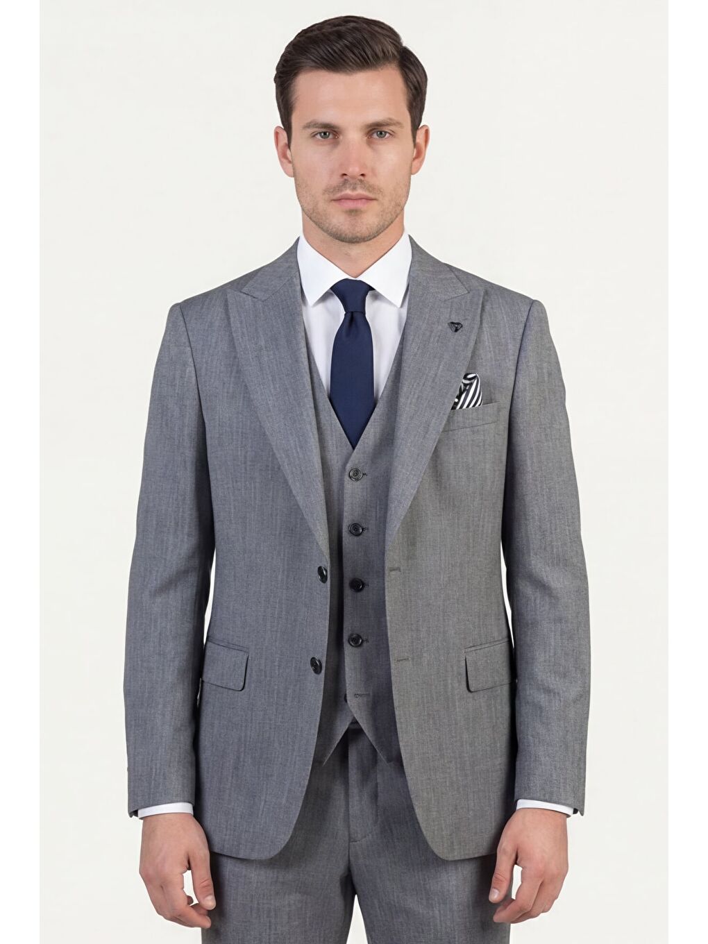 Giotelli Erkek Antrasit Dar Kesim Slim Fit Viskon 6 Drop Yelekli Takım Elbise