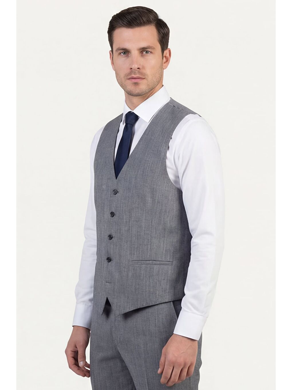 Giotelli Erkek Antrasit Dar Kesim Slim Fit Viskon 6 Drop Yelekli Takım Elbise-2