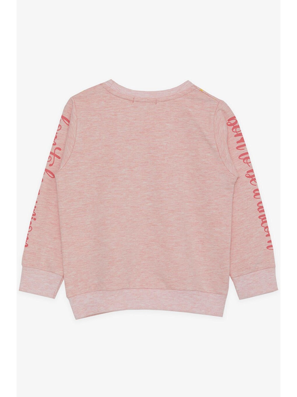 Pembe Kız Çocuk Sweatshirt Baskılı Somon Melanj (2-6 Yaş)-1