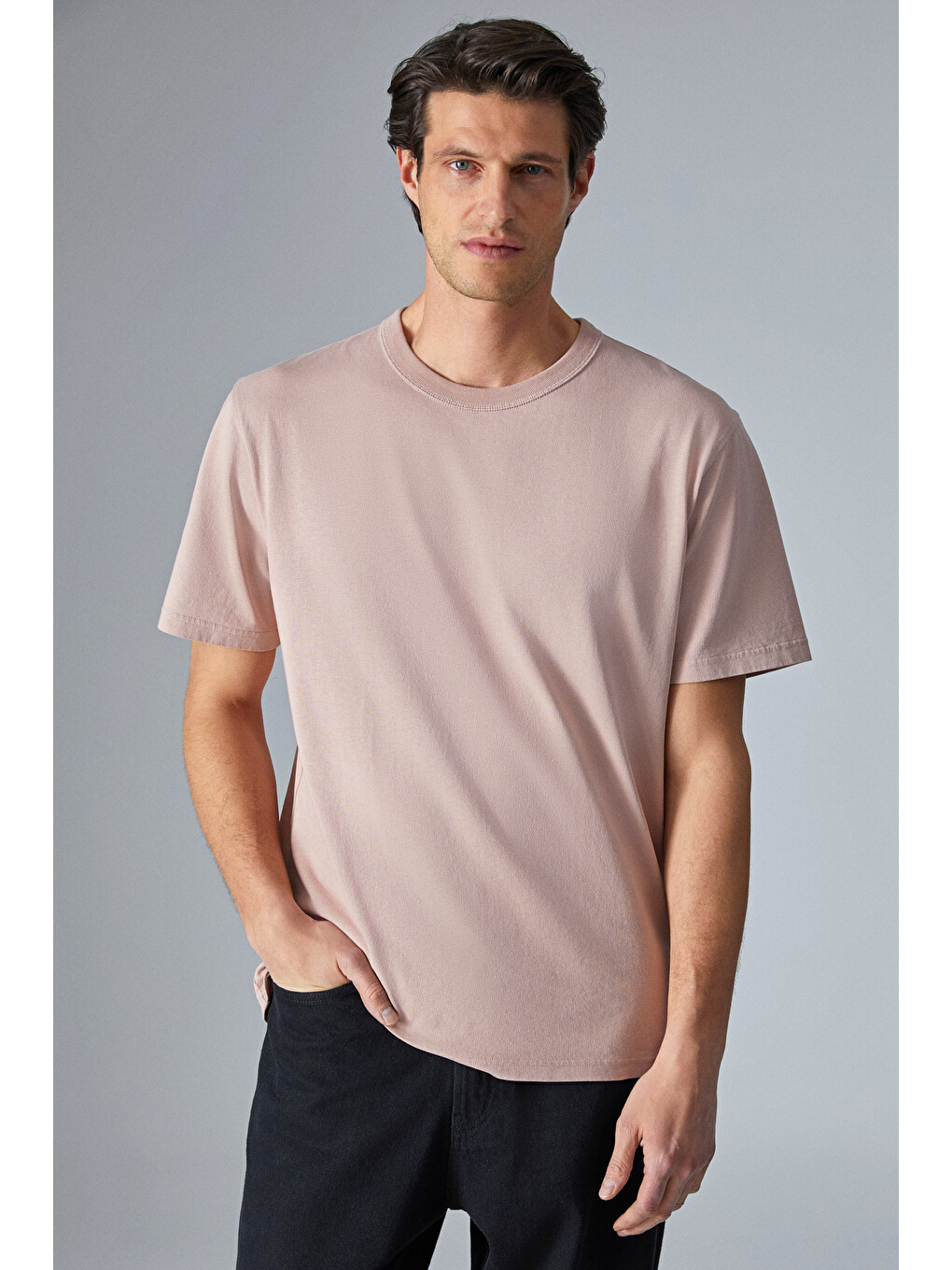 Pembe Peltz Erkek Relaxed Bisiklet Yaka Kısa Kollu Gülkurusu T-shirt