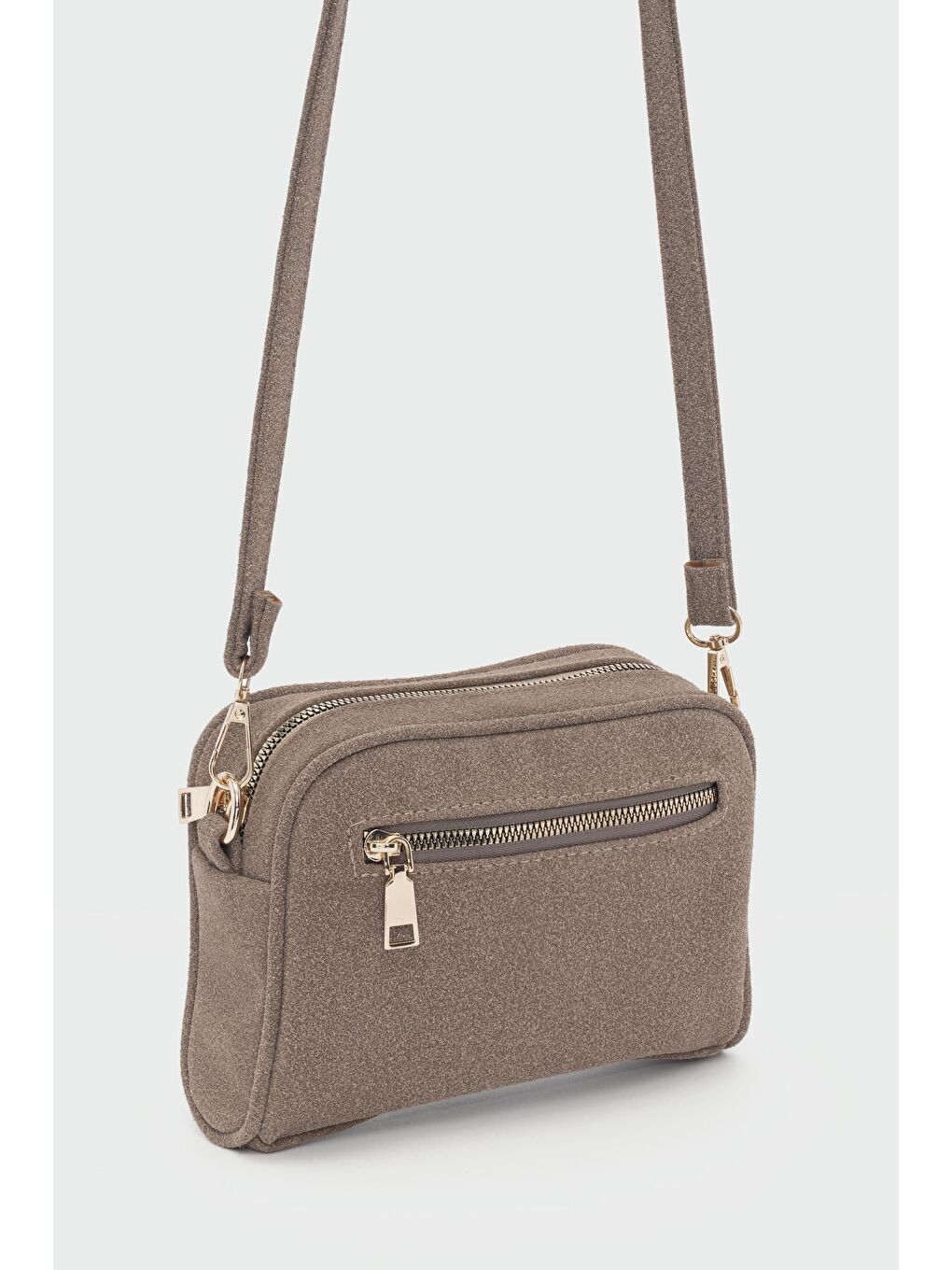 Bej Hana Süet Çapraz Çanta Vizon-4