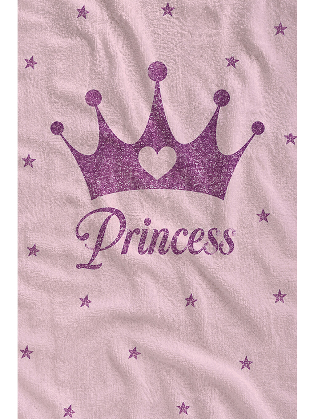 Princess Yazılı Mor Taç Pembe Desenli 70x150 Plaj Havlusu - Dijital Baskılı Solmaz Banyo Havlusu-2