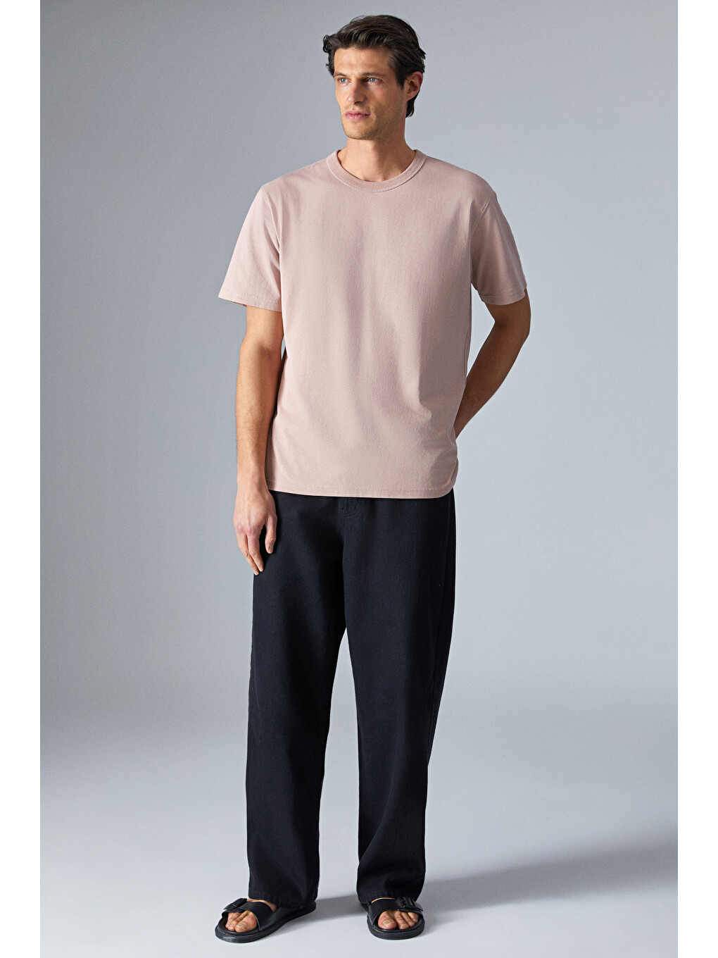 Pembe Peltz Erkek Relaxed Bisiklet Yaka Kısa Kollu Gülkurusu T-shirt-1