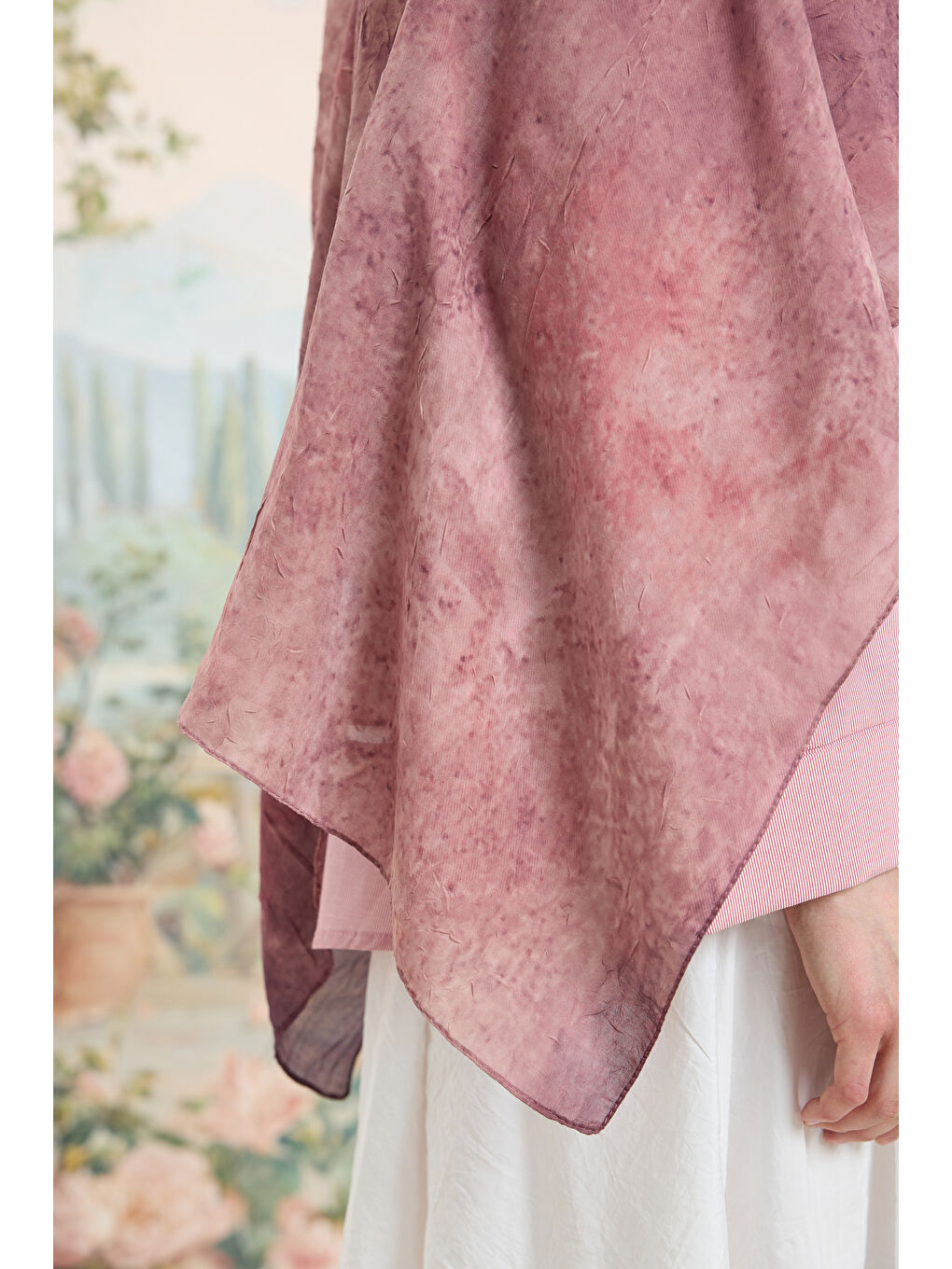 Vela Desenli Pamuk Şal Mürdüm-3