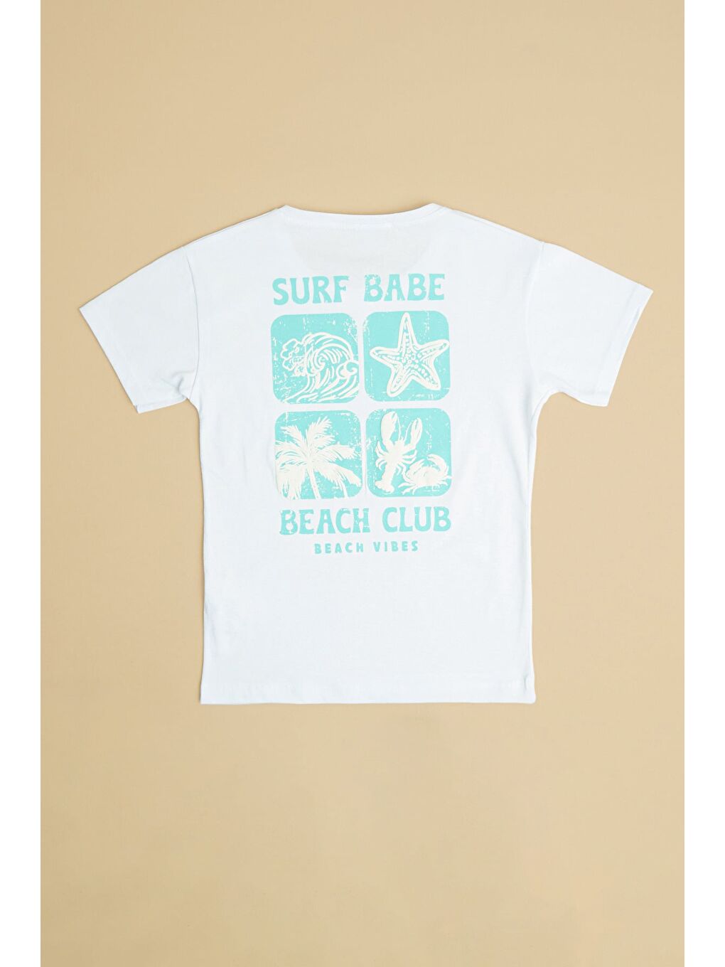 Beyaz Surf Babe Yazı Baskılı Kız Çocuk Tişört-1