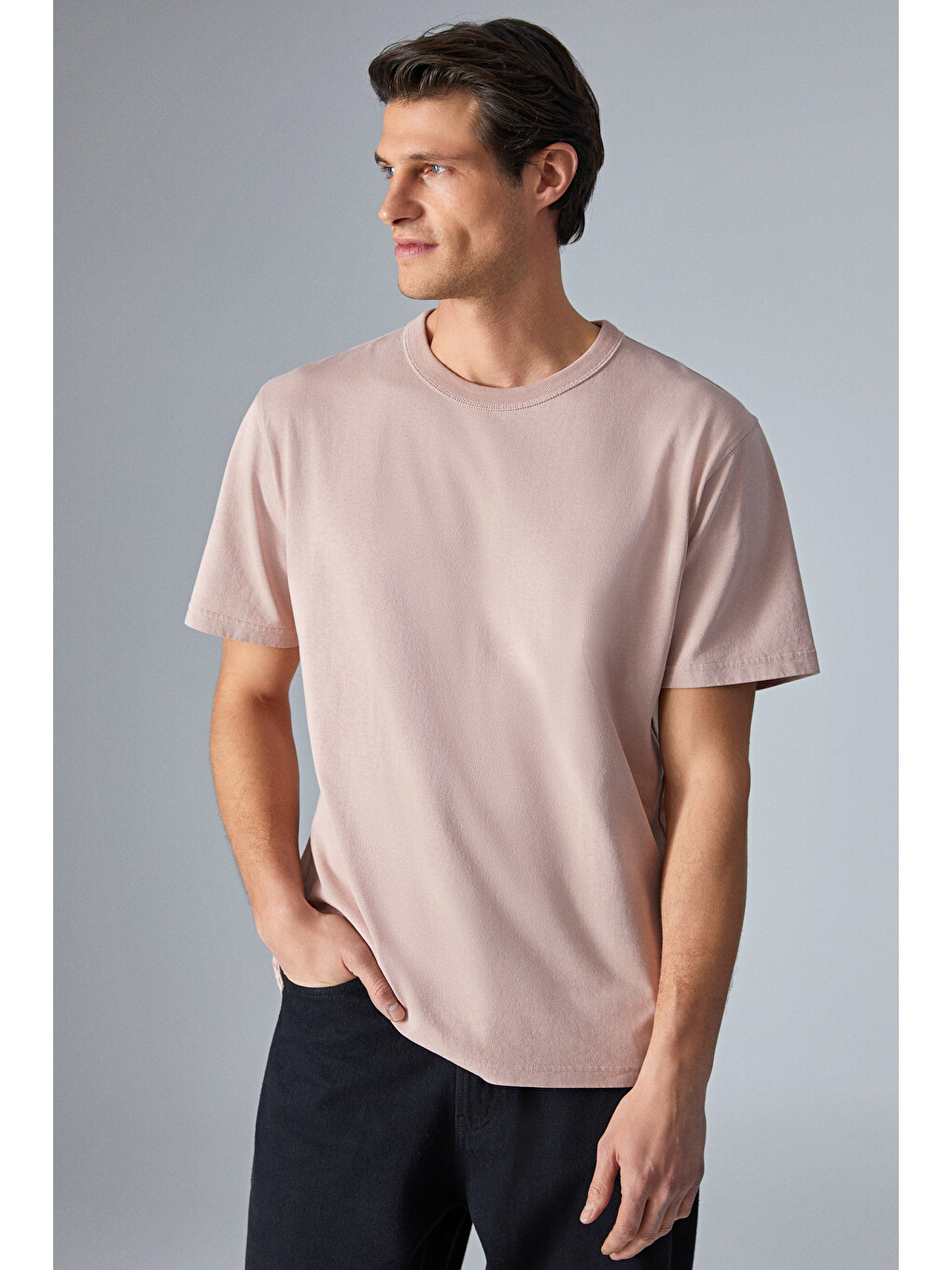 Pembe Peltz Erkek Relaxed Bisiklet Yaka Kısa Kollu Gülkurusu T-shirt-2
