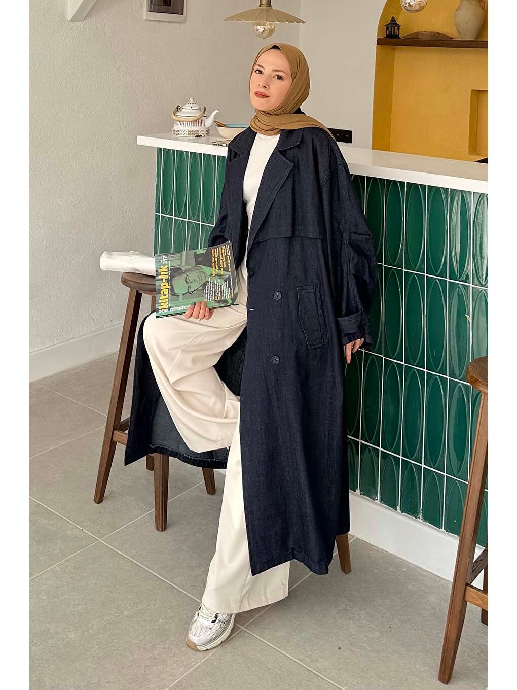 Bağlama Detaylı Jean Trenç Jean Jean Mavi-1