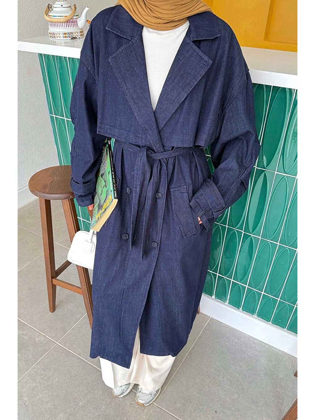 Bağlama Detaylı Jean Trenç Jean Jean Mavi-2