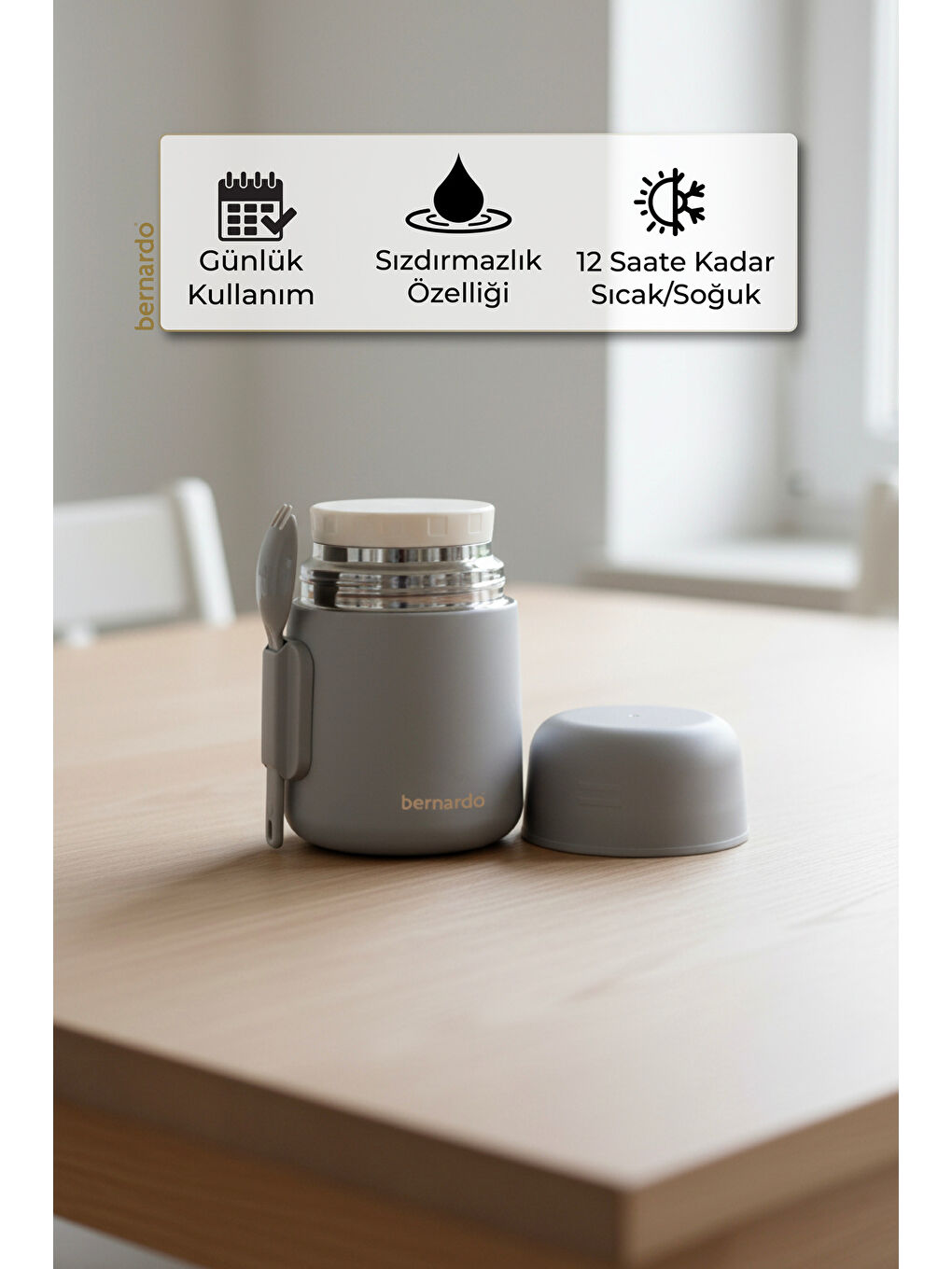 Duo Yemek Termosu 500 ml Gri-4