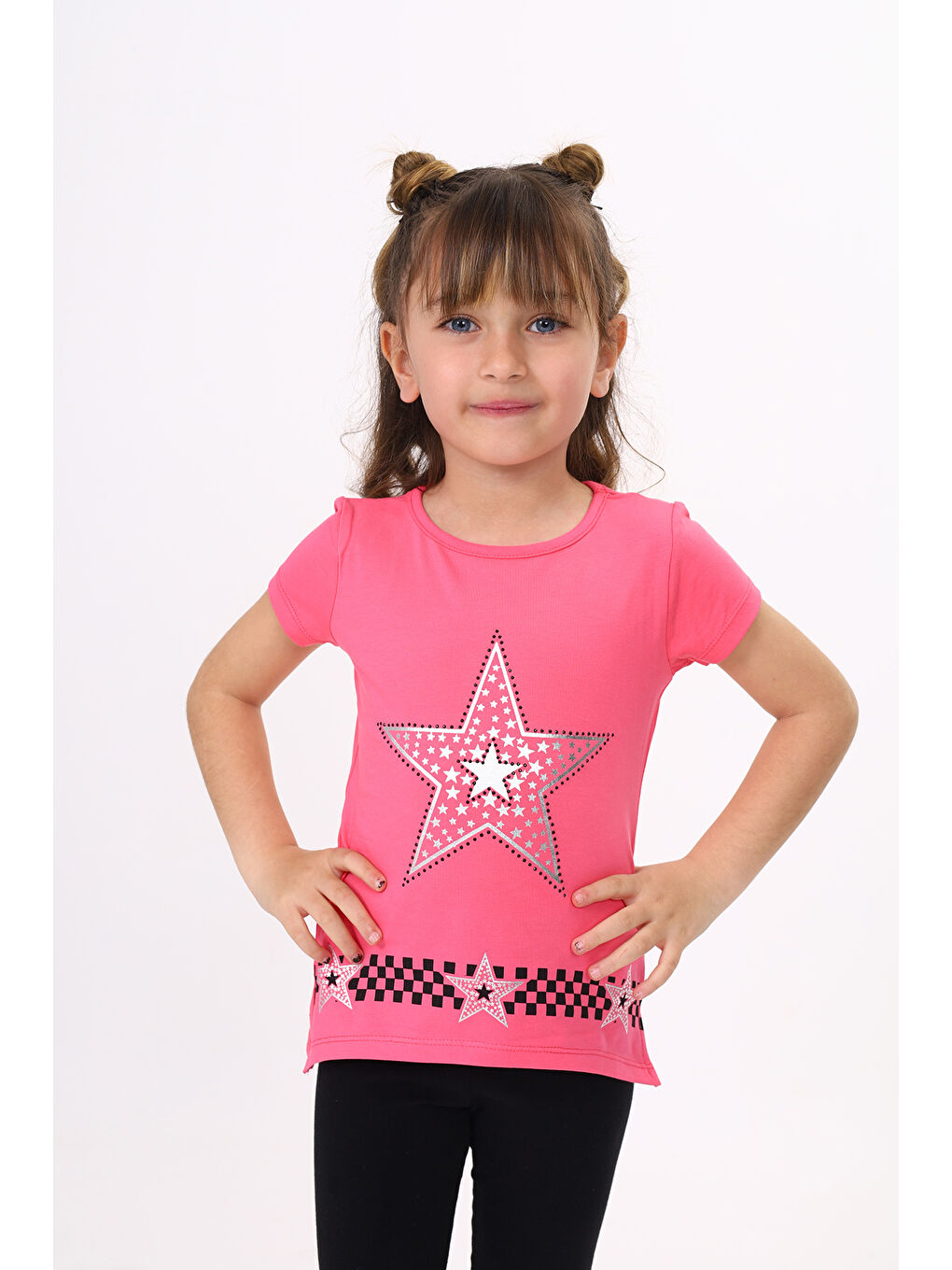 Toontoykids Fuşya Kız Çocuk T-Shirt Yıldız Baskı