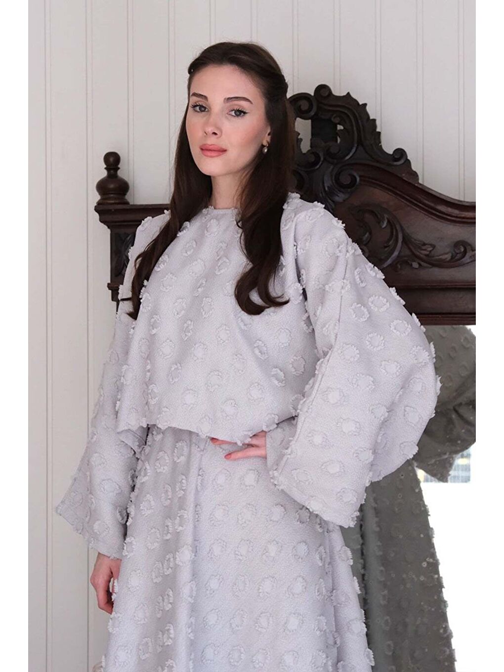 Buz Gri Püskül Detay Etek Takım-4