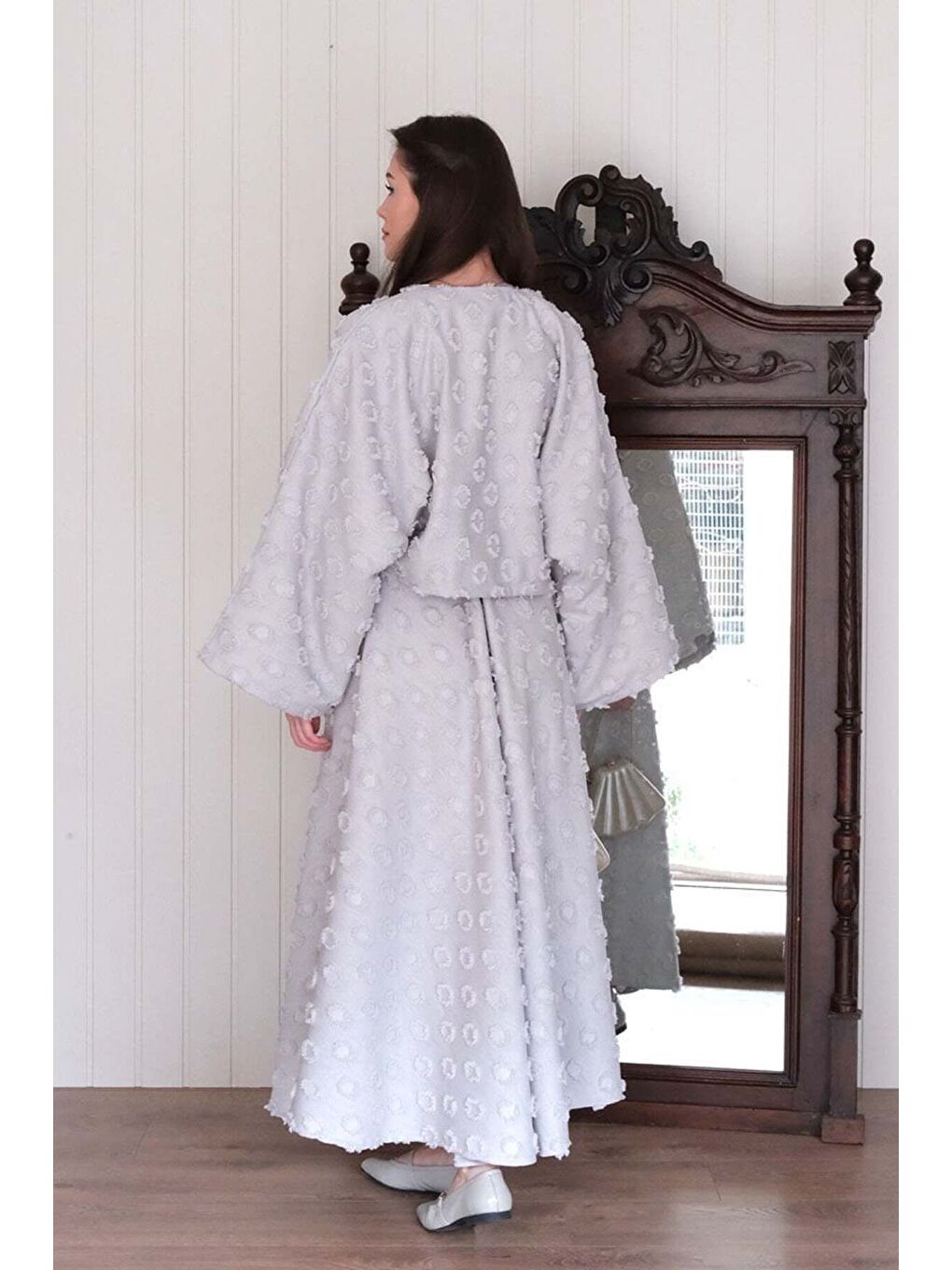 Buz Gri Püskül Detay Etek Takım-7