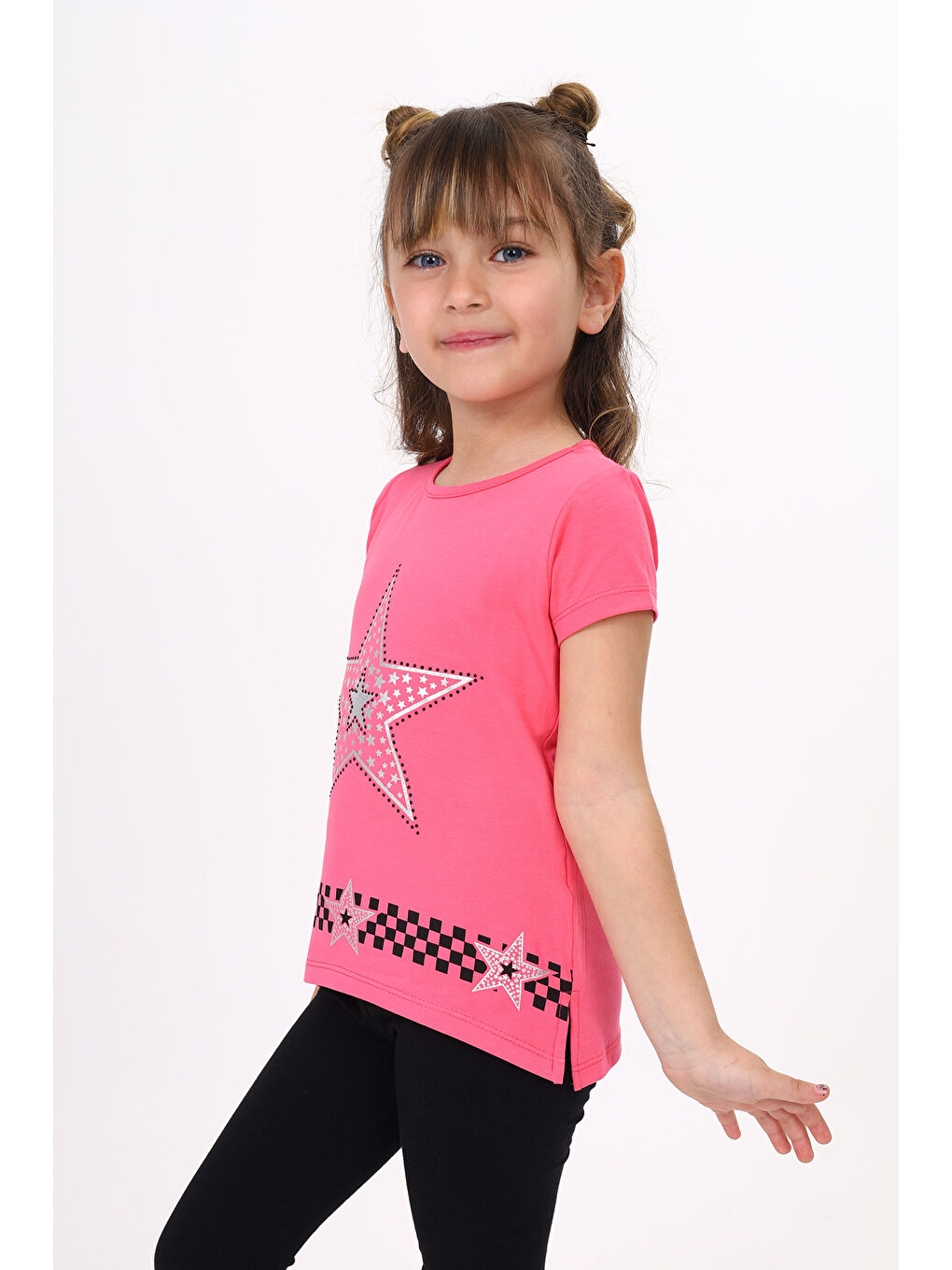 Toontoykids Fuşya Kız Çocuk T-Shirt Yıldız Baskı - 1