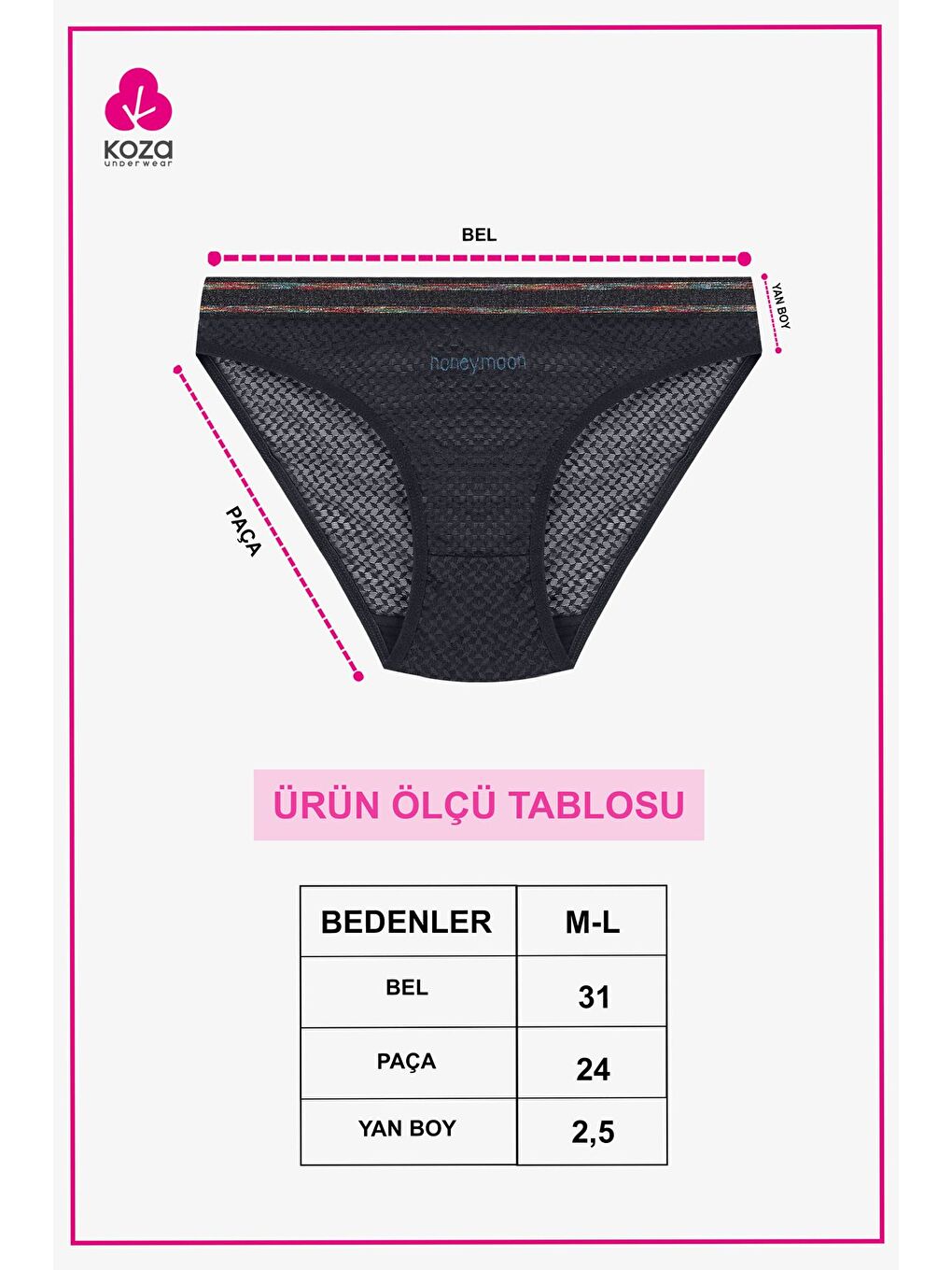 Fuşya Kadın 3'lü Dantelli - Baskılı Külot-4