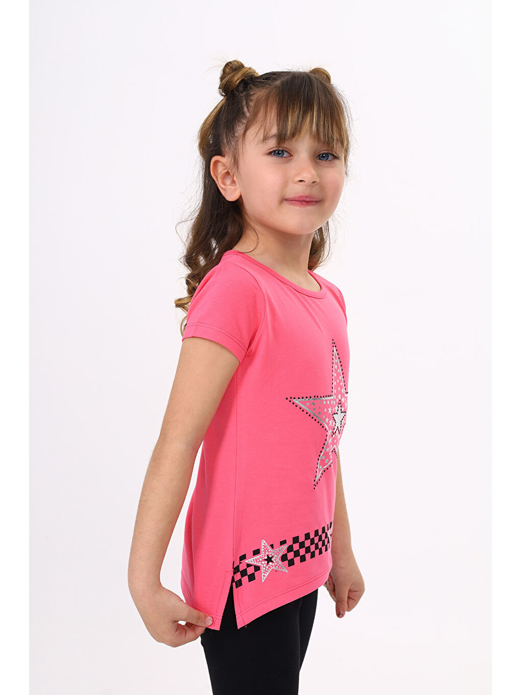 Toontoykids Fuşya Kız Çocuk T-Shirt Yıldız Baskı - 2