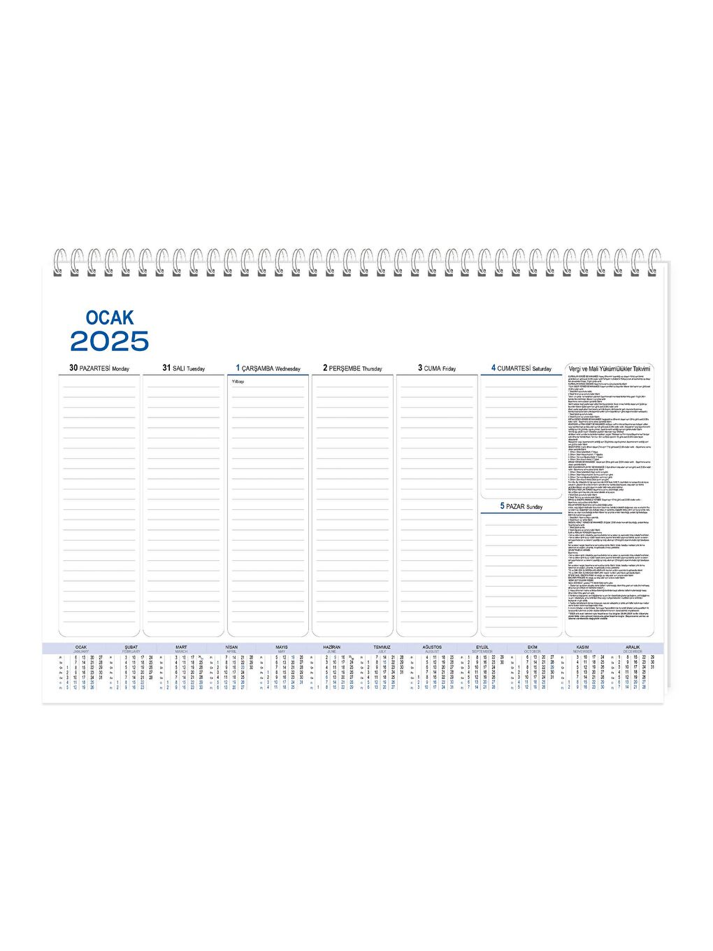Keskin 2025-AJ-70 28*40 Haftalık Spiralli Masa Sümeni-1