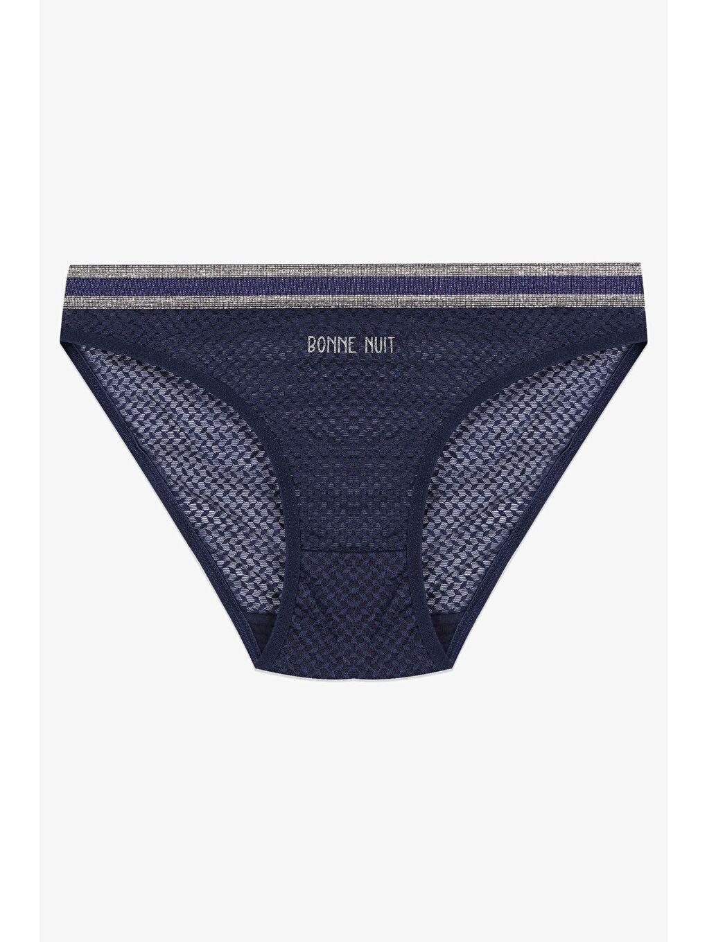 Lacivert Kadın 3'lü Dantelli - Baskılı Külot-2