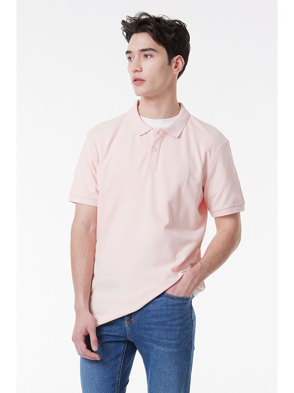 Pembe Regular Fit Normal Kesim Polo Yaka %100 Pamuk Tişört
