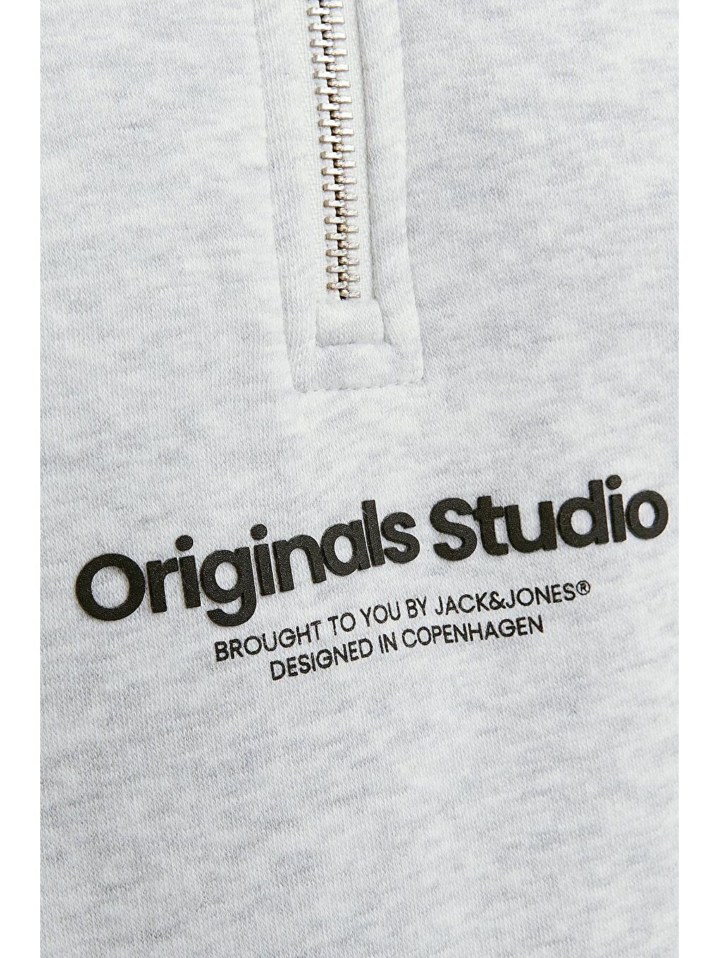 Jack & Jones Açık Gri Originals Jorvesterbro Yarım Fermuarlı Relaxed Fit Erkek Sweat 12241777 - 4