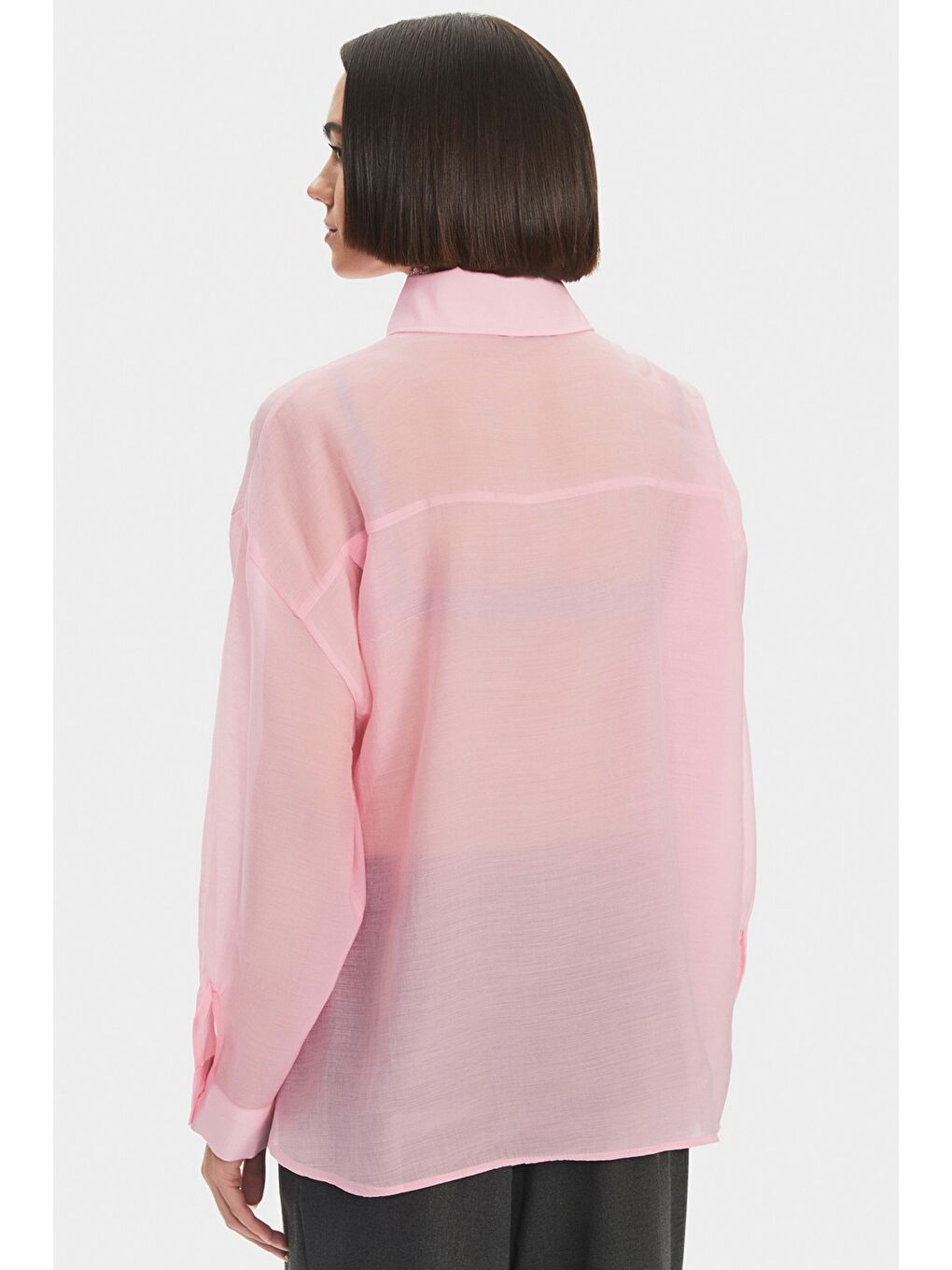 June Pembe Modal Karışımlı Oversize Basic Gömlek - 1