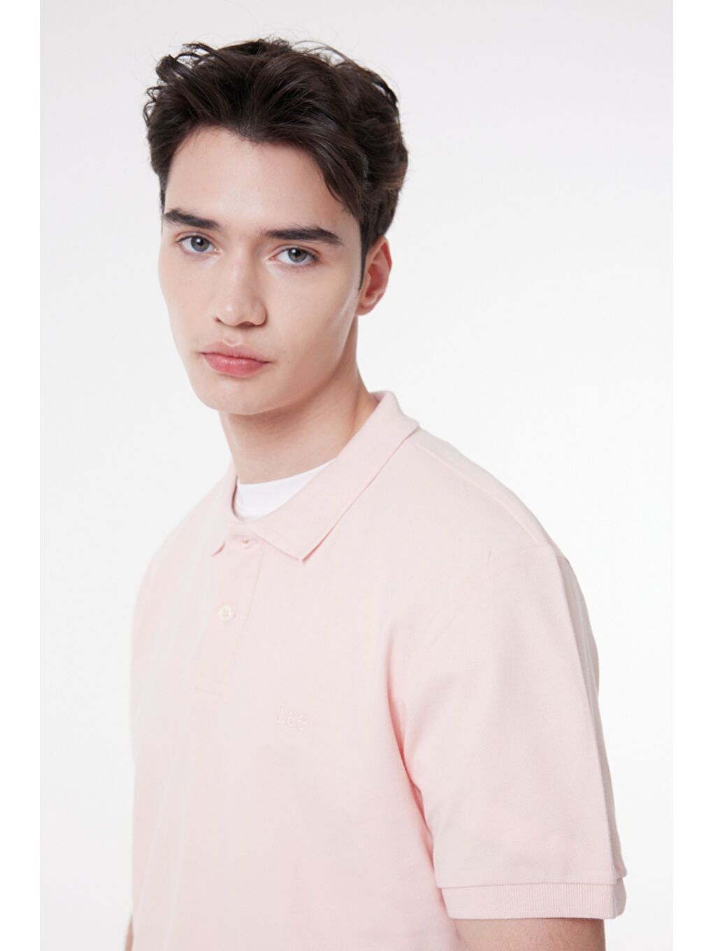 Pembe Regular Fit Normal Kesim Polo Yaka %100 Pamuk Tişört-1