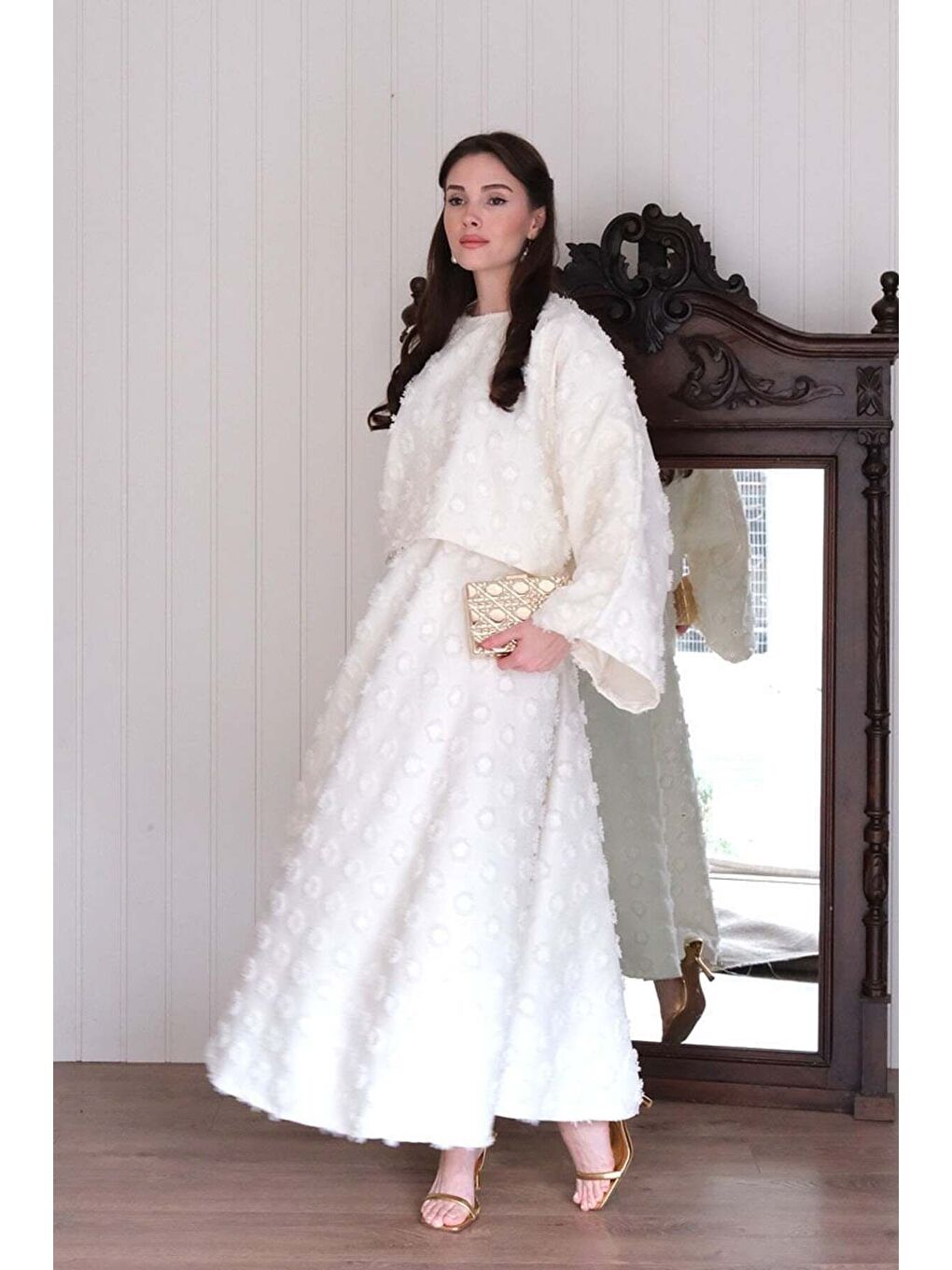 Ekru Püskül Detay Etek Takım-2