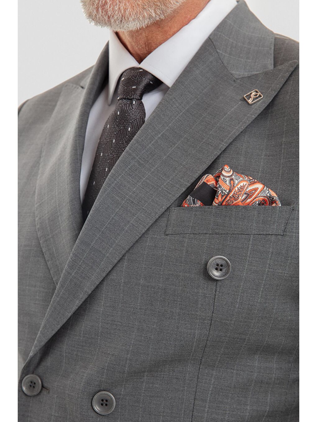 Erkek Antrasit Slim Fit Sivri Yaka Çizgili 6 Drop Tam Astarlı Takım Elbise-3