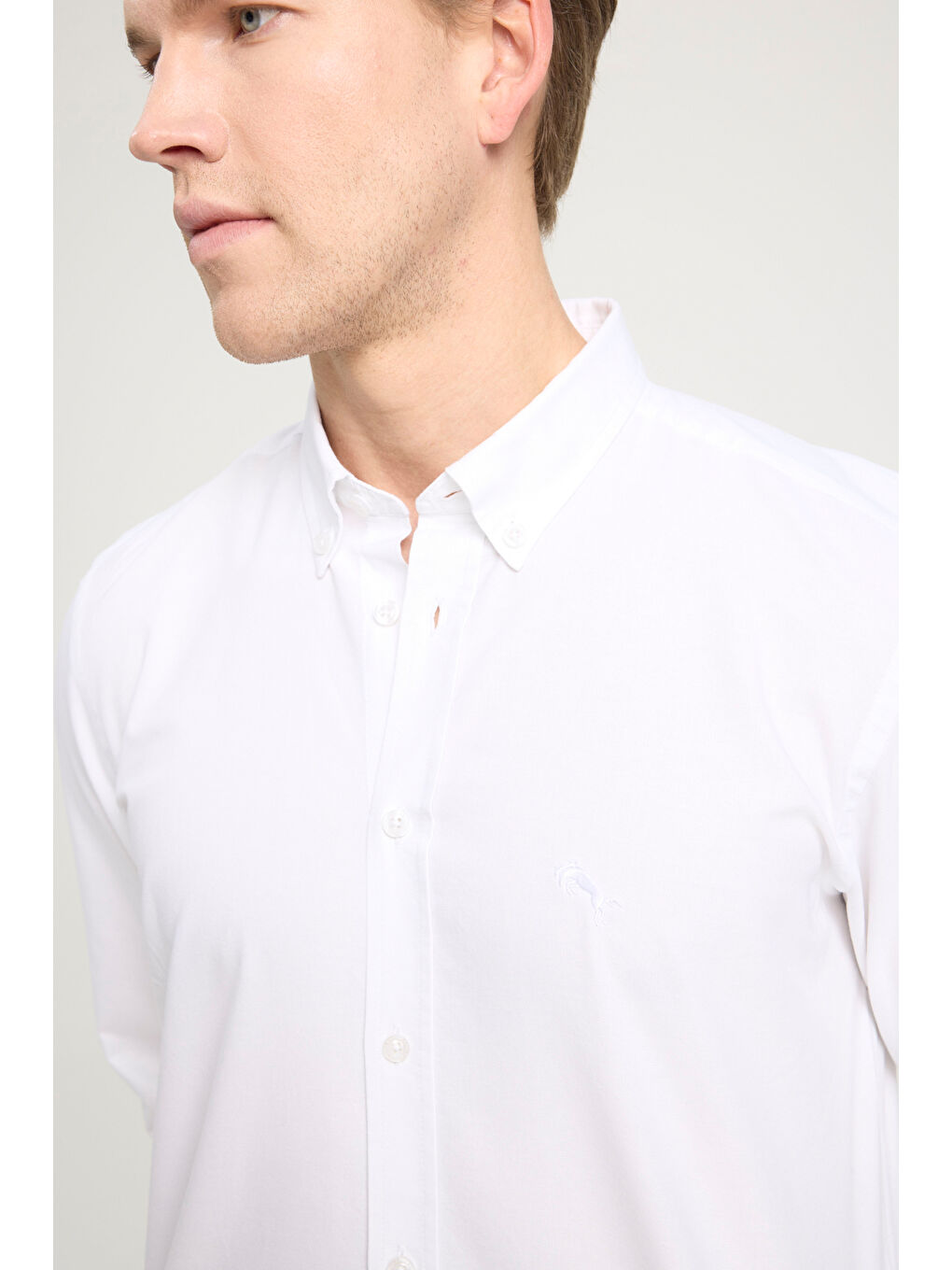 Regular Fit Normal Kesim %100 Pamuk Uzun Kollu Beyaz Oxford Gömlek-3