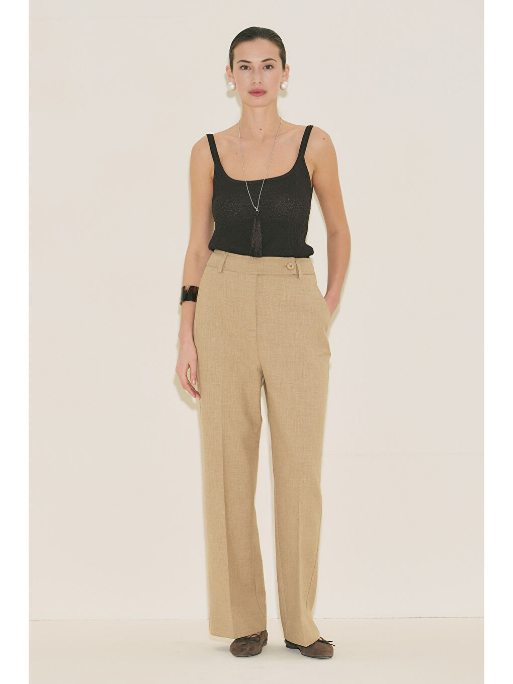 Kahverengi Straıght Klasik Pantolon Camel