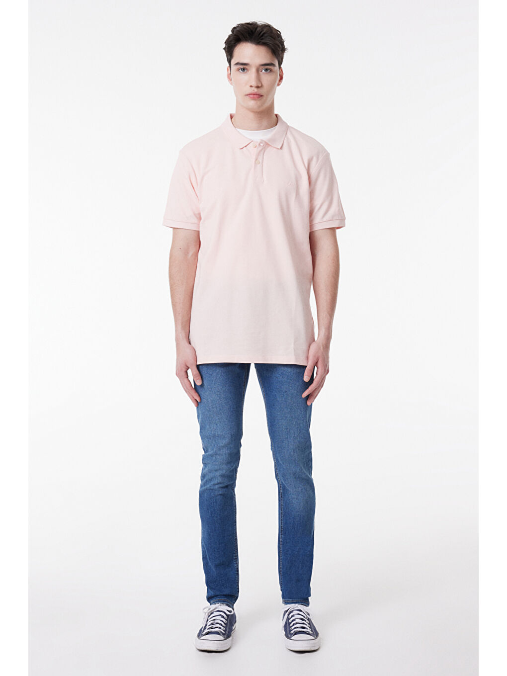 Pembe Regular Fit Normal Kesim Polo Yaka %100 Pamuk Tişört-3