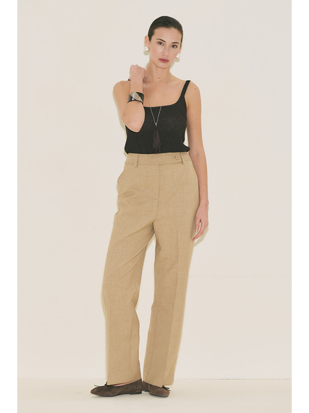 Kahverengi Straıght Klasik Pantolon Camel-2