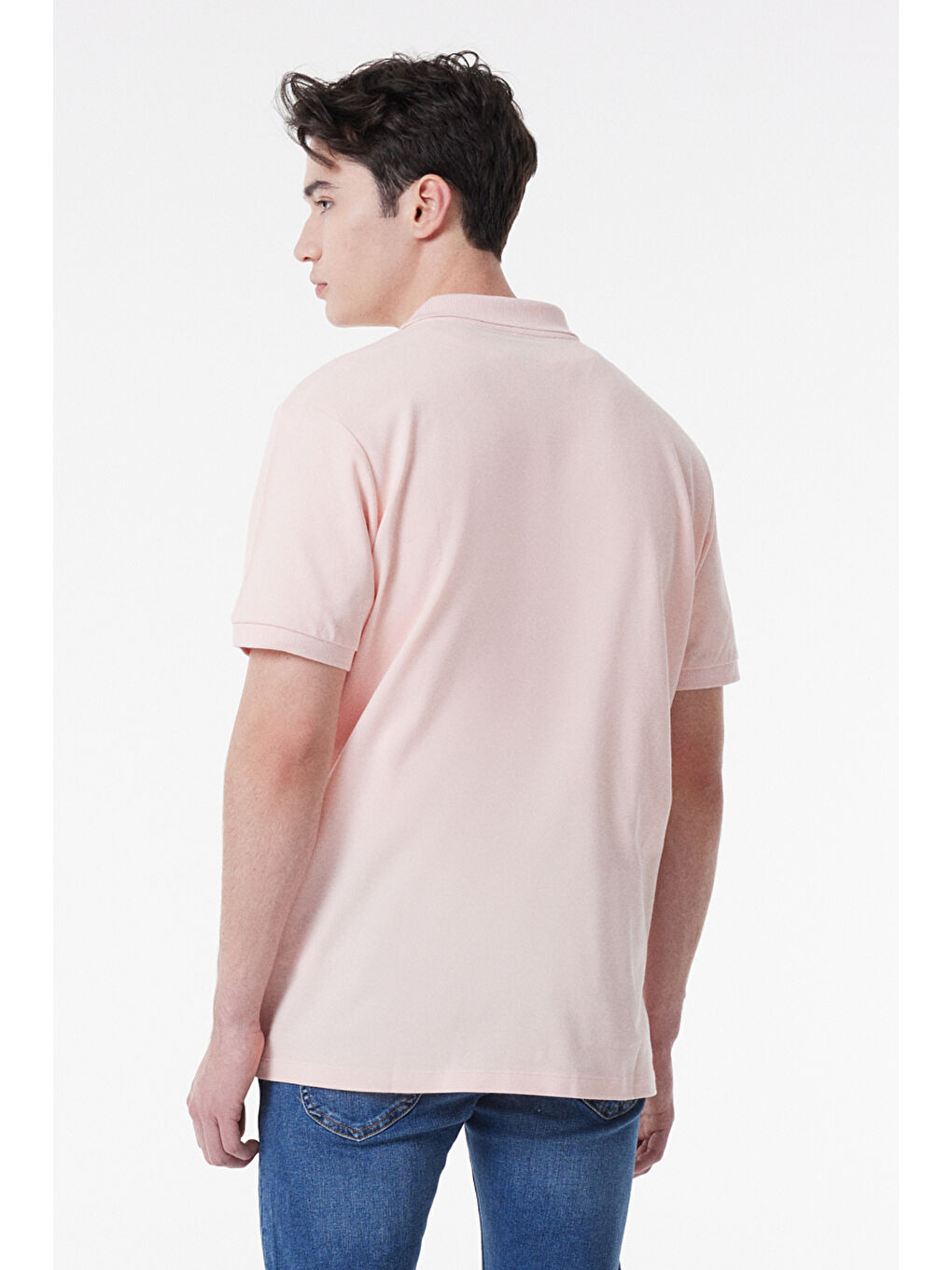 Pembe Regular Fit Normal Kesim Polo Yaka %100 Pamuk Tişört-4