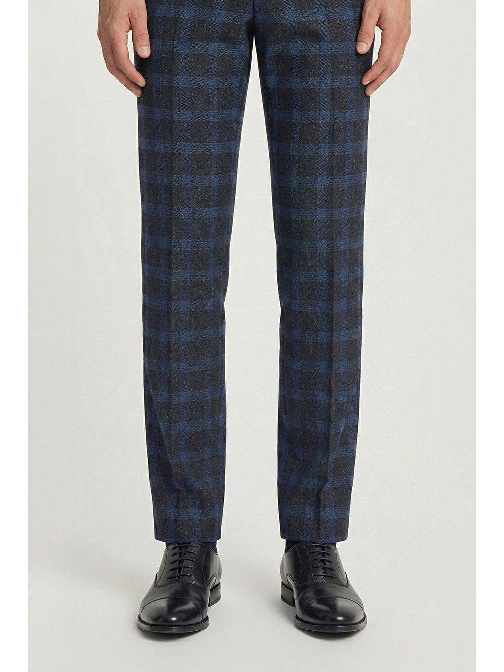 Giotelli Lacivert Slim Fit Mono Yaka Ekose Desenli Yelekli Takım Elbise-2