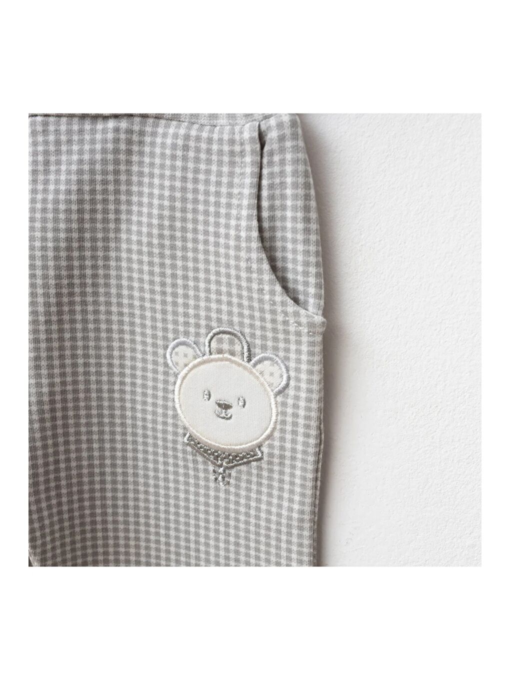 Gri Erkek Bebek Ayı Nakışlı Sweatshirt Yelek Pantolon 3 'lü Alt Üst Bebek Takımı 3 Ay - 36 Ay-2