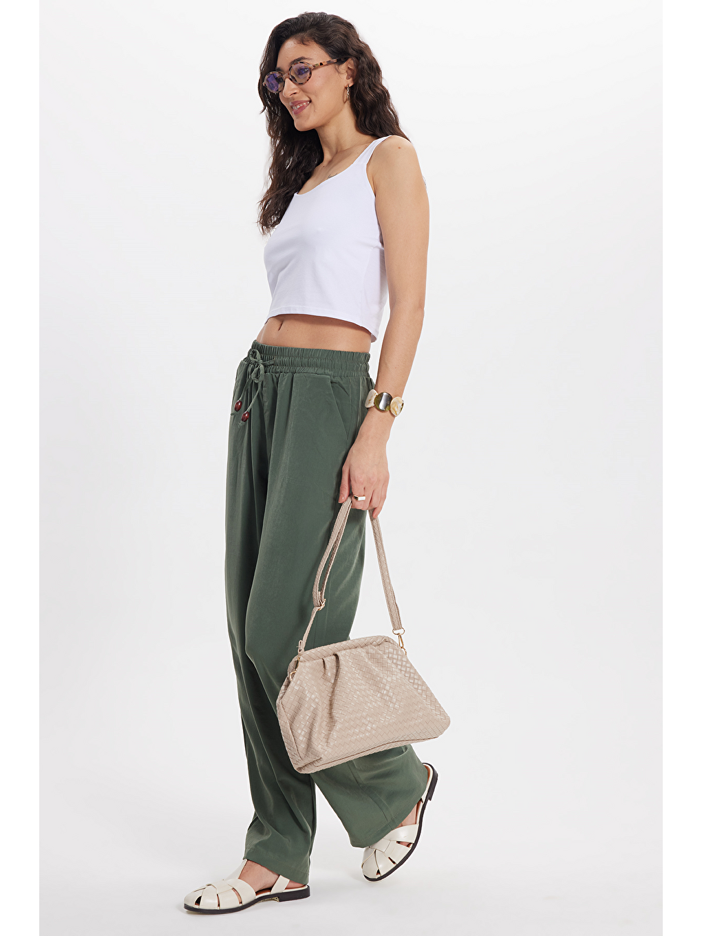Kadın Slim Fit Dar Kesim Elastanlı Beyaz Crop Atlet-1