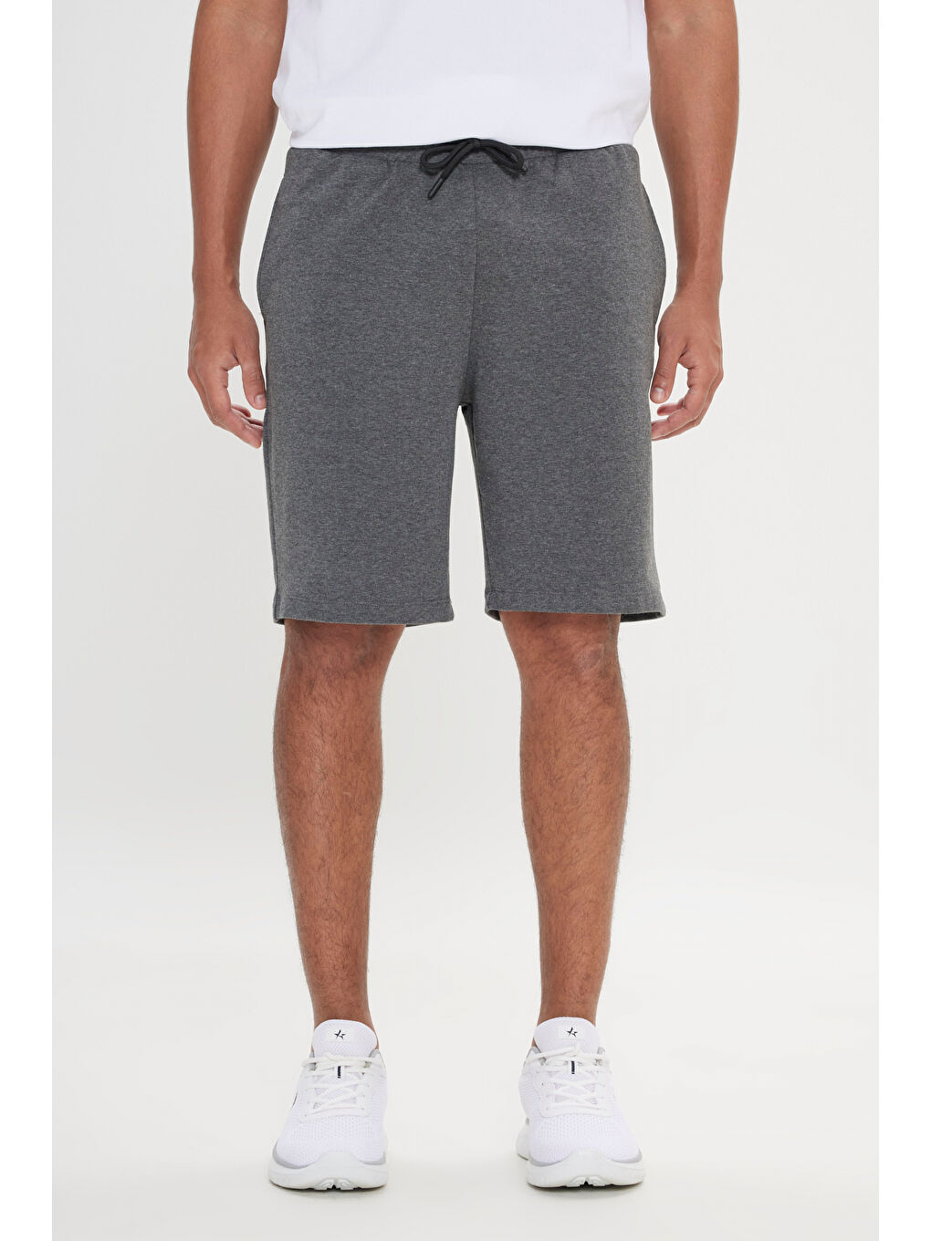 Erkek Antrasit-Melanj Standart Fit Günlük Rahat Spor Örme Şort-2