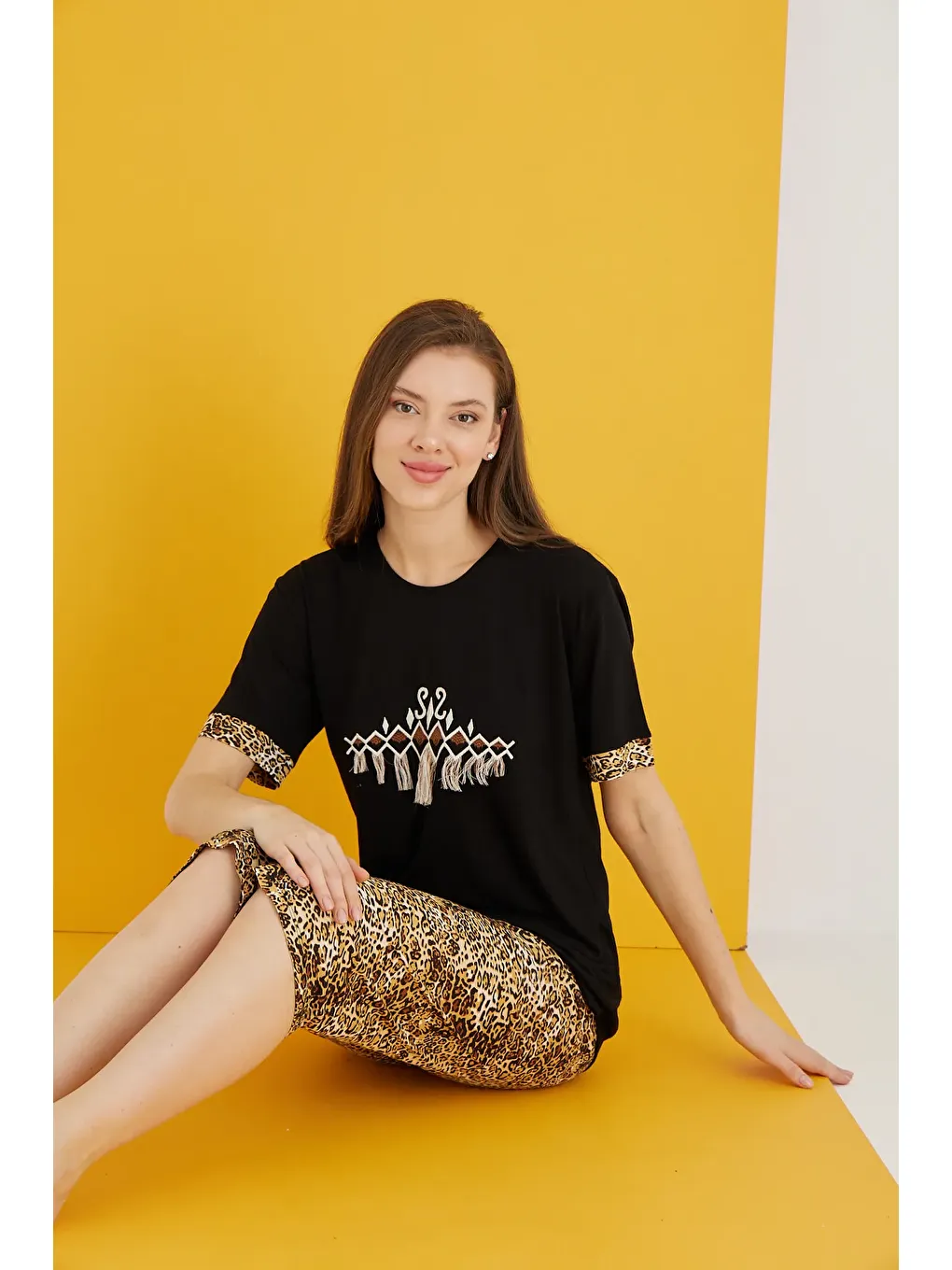 Siyah Viskon Kapri Takım 7043-26