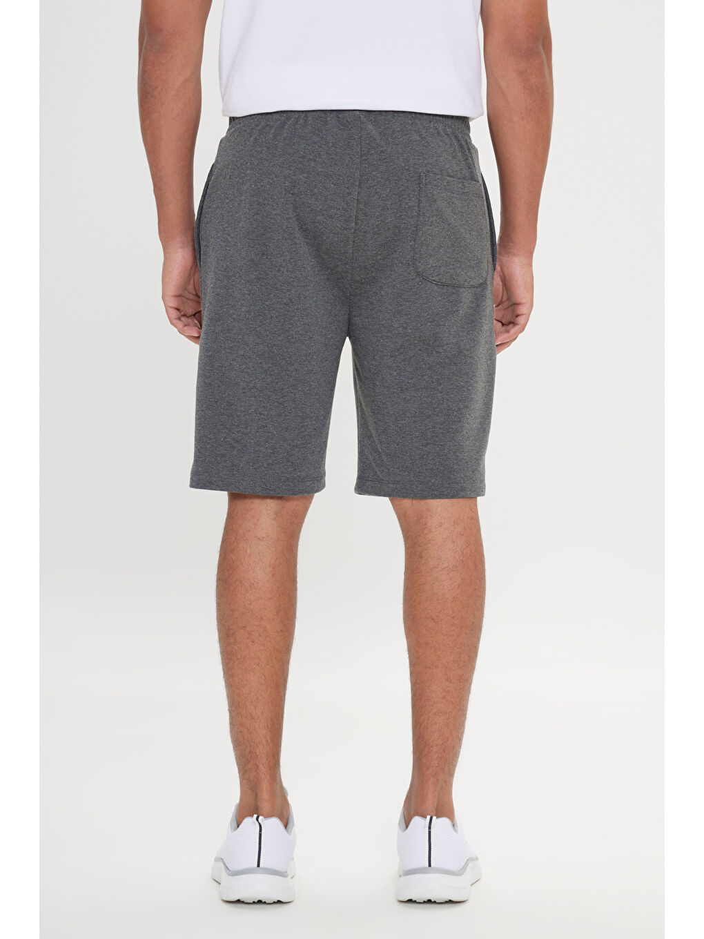 Erkek Antrasit-Melanj Standart Fit Günlük Rahat Spor Örme Şort-4