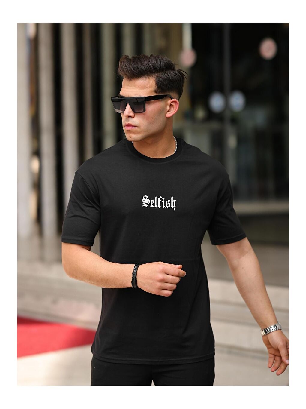 Siyah Erkek Oversize T-shirt Selfish