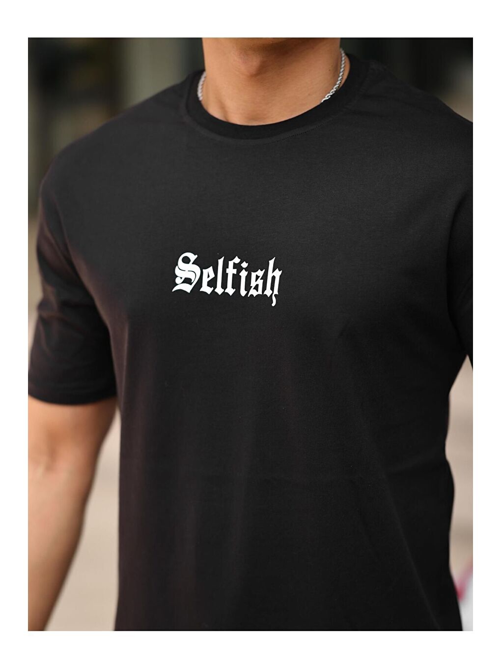 Siyah Erkek Oversize T-shirt Selfish-1