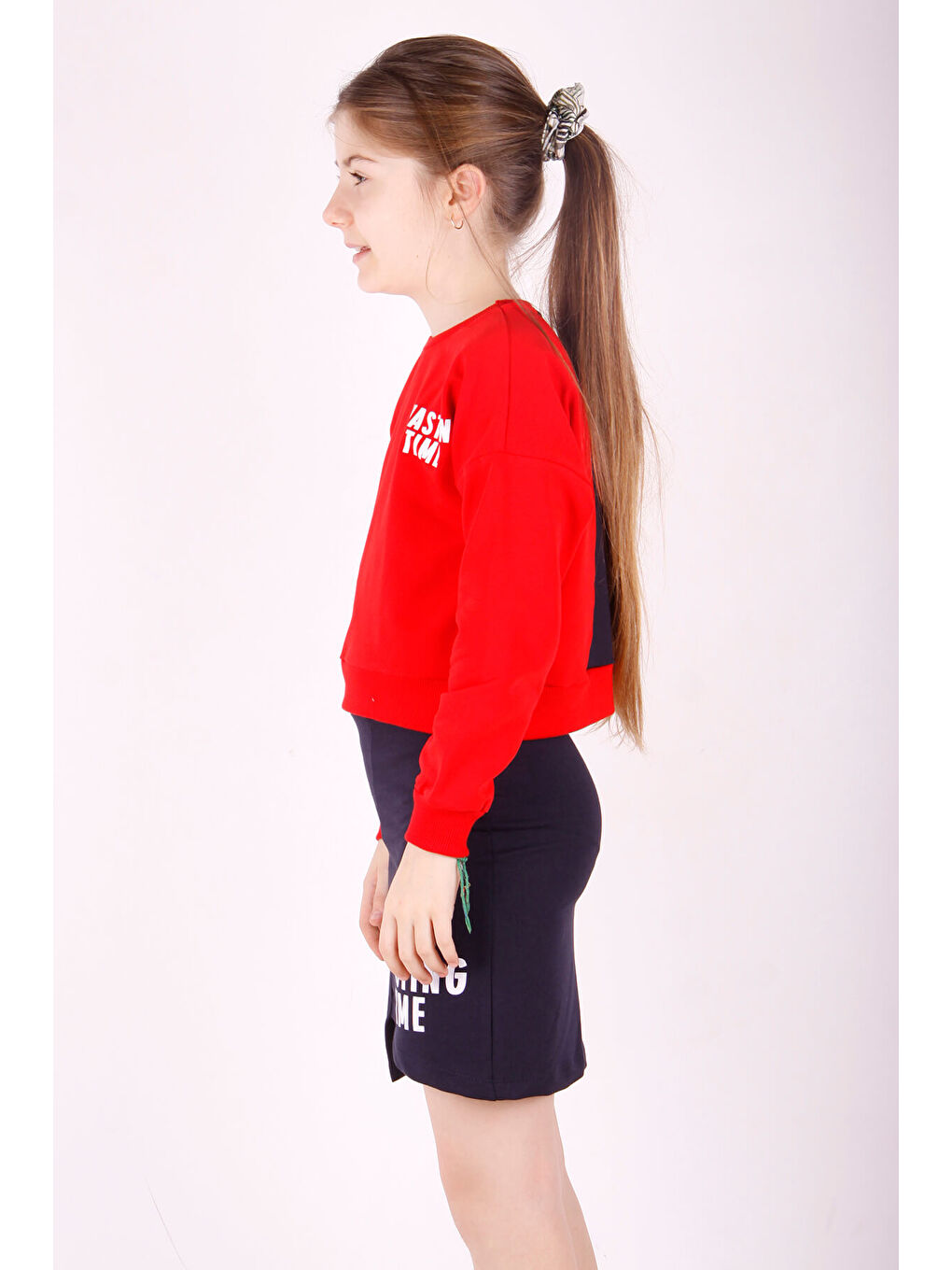 Kırmızı Kız Çocuk Wasting Baskılı Etekli Takım-1