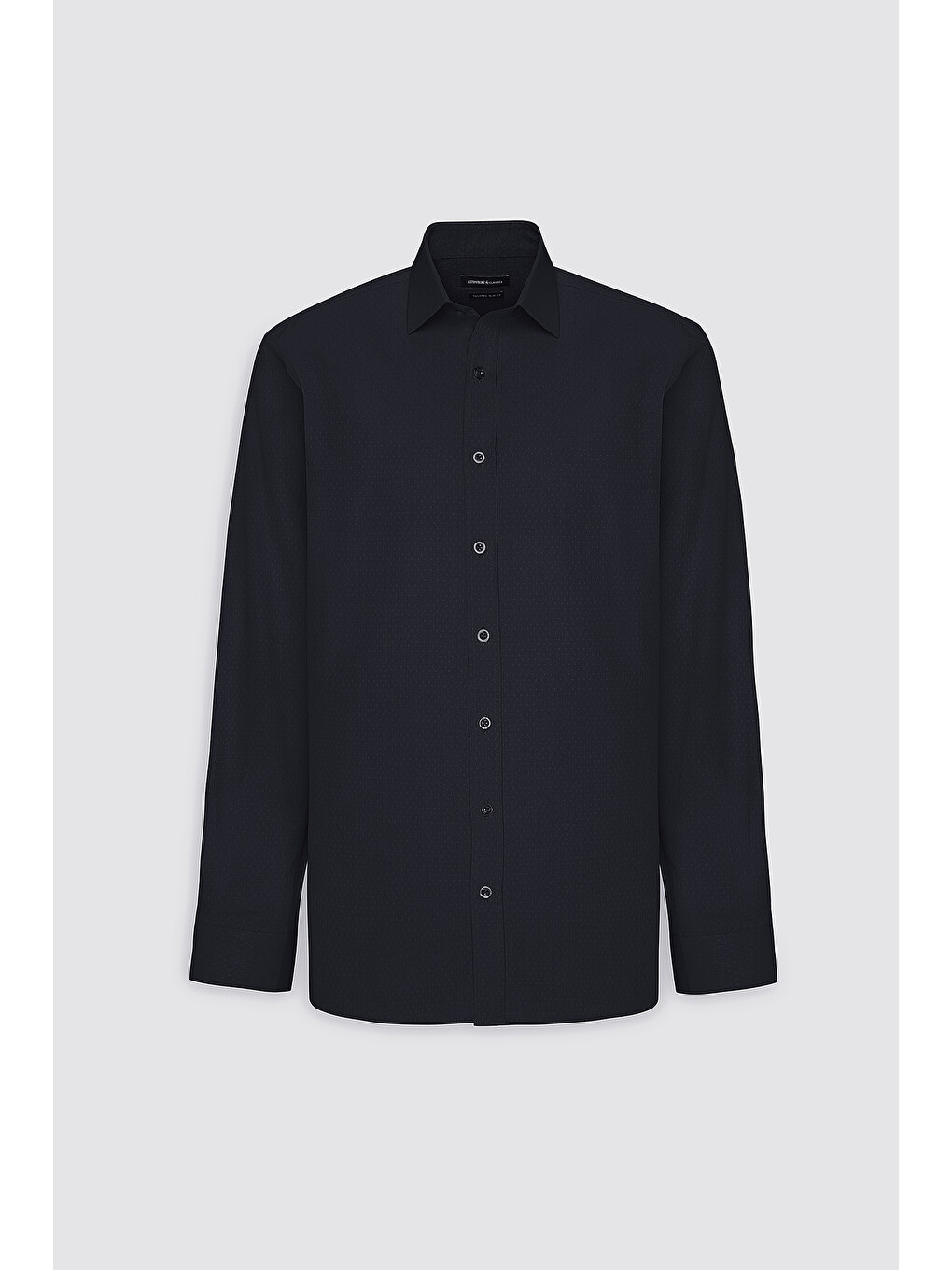 Erkek Siyah Slim Fit Dar Kesim Klasik Yaka Pamuklu Armürlü Gömlek-6