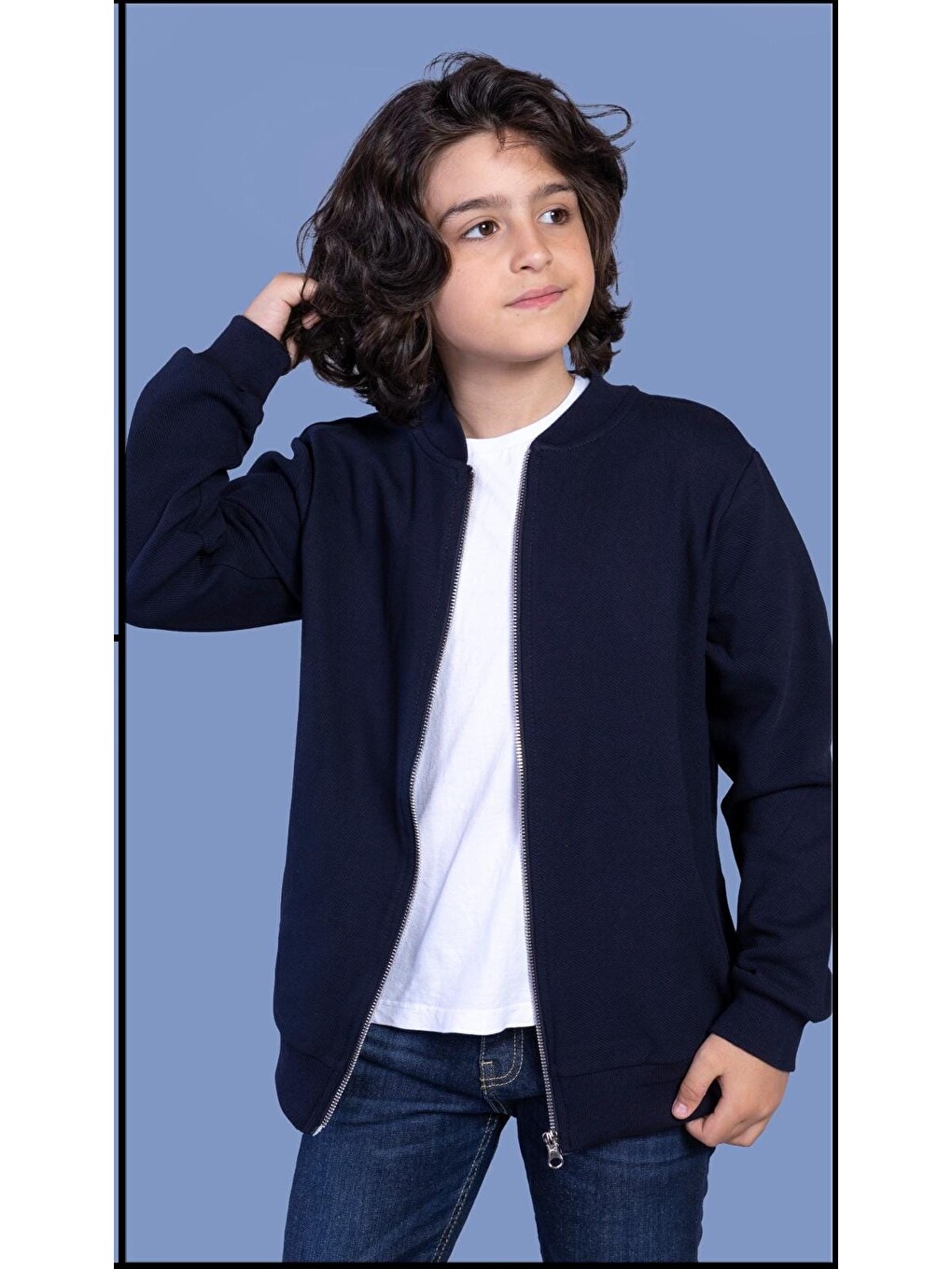 Lacivert Erkek Çocuk Cepli Basic Hırka-1